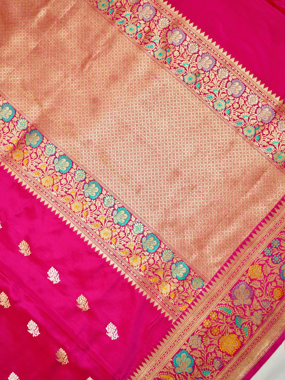Rani Pink 100% Pure Katan Handwoven Silk Saree with Zari Work