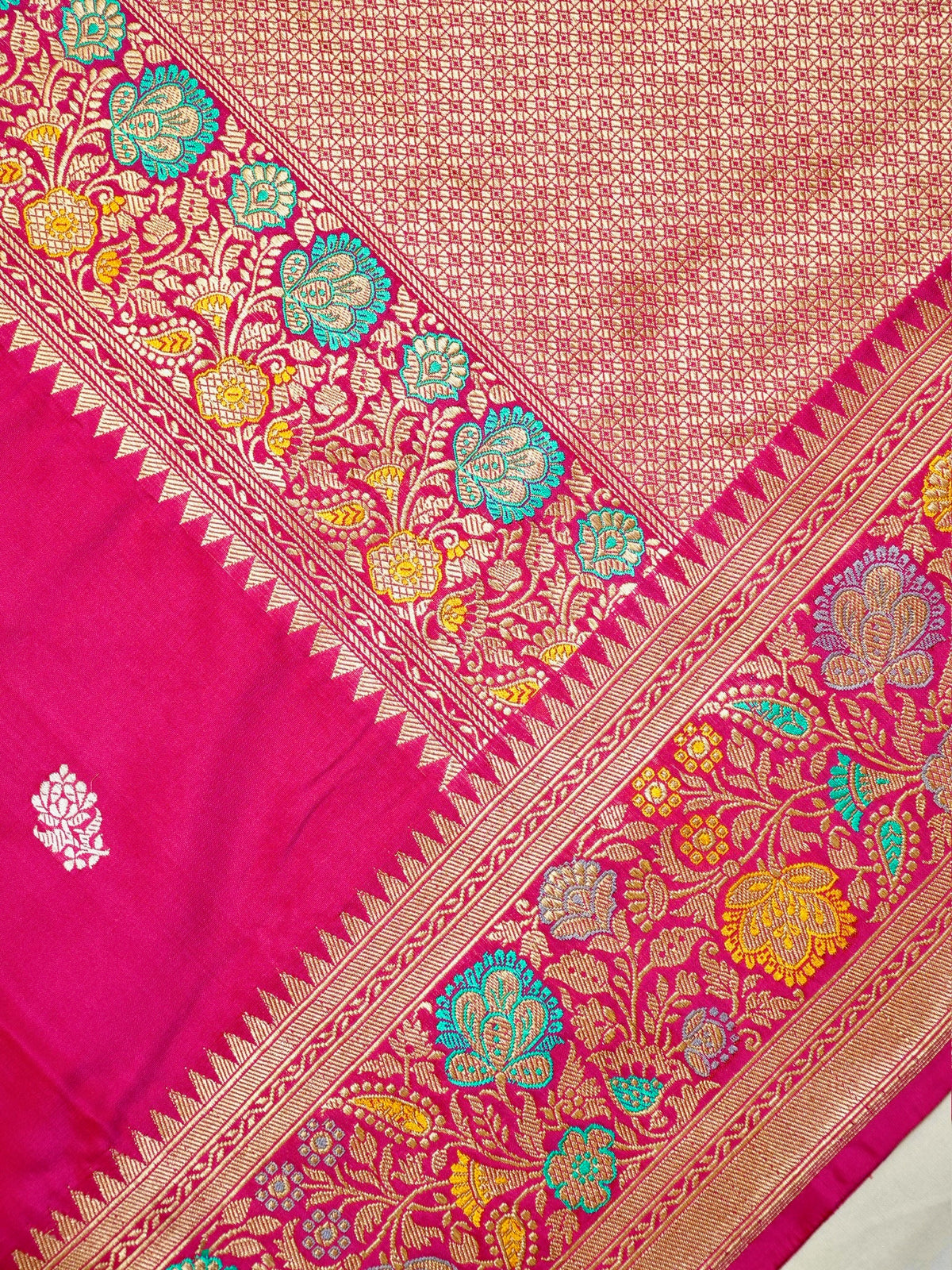 Rani Pink 100% Pure Katan Handwoven Silk Saree with Zari Work