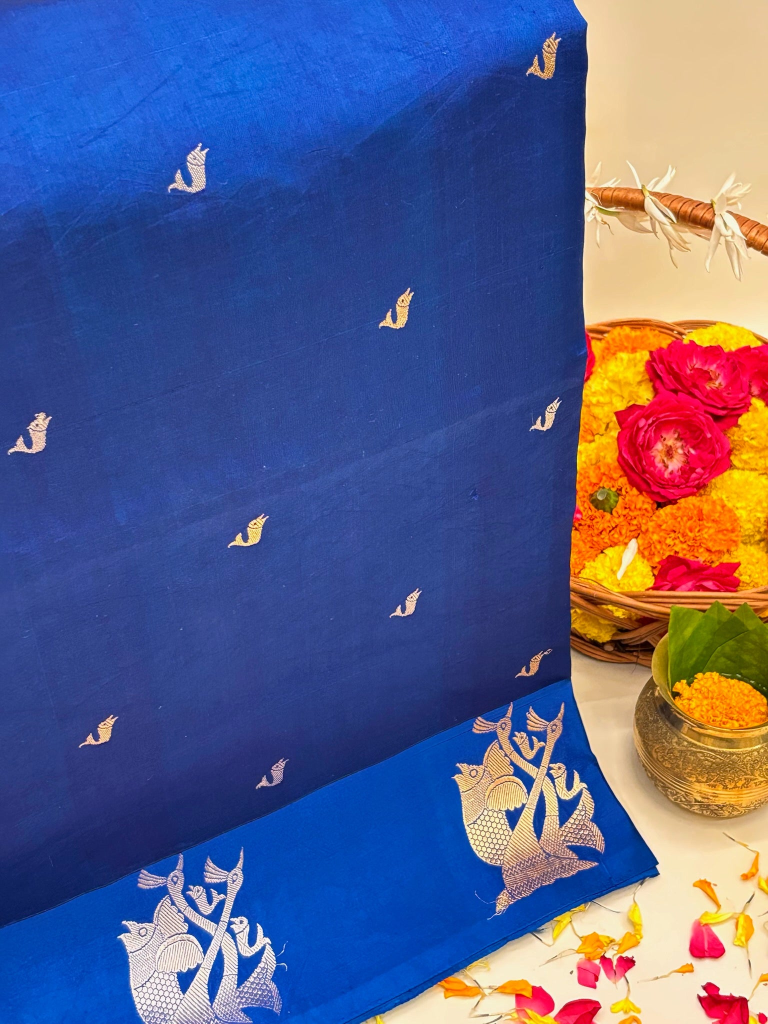 Royal Blue Premium Banarasi Soft Silk Saree – 100% Handwoven | Elegant & Timeless Design
