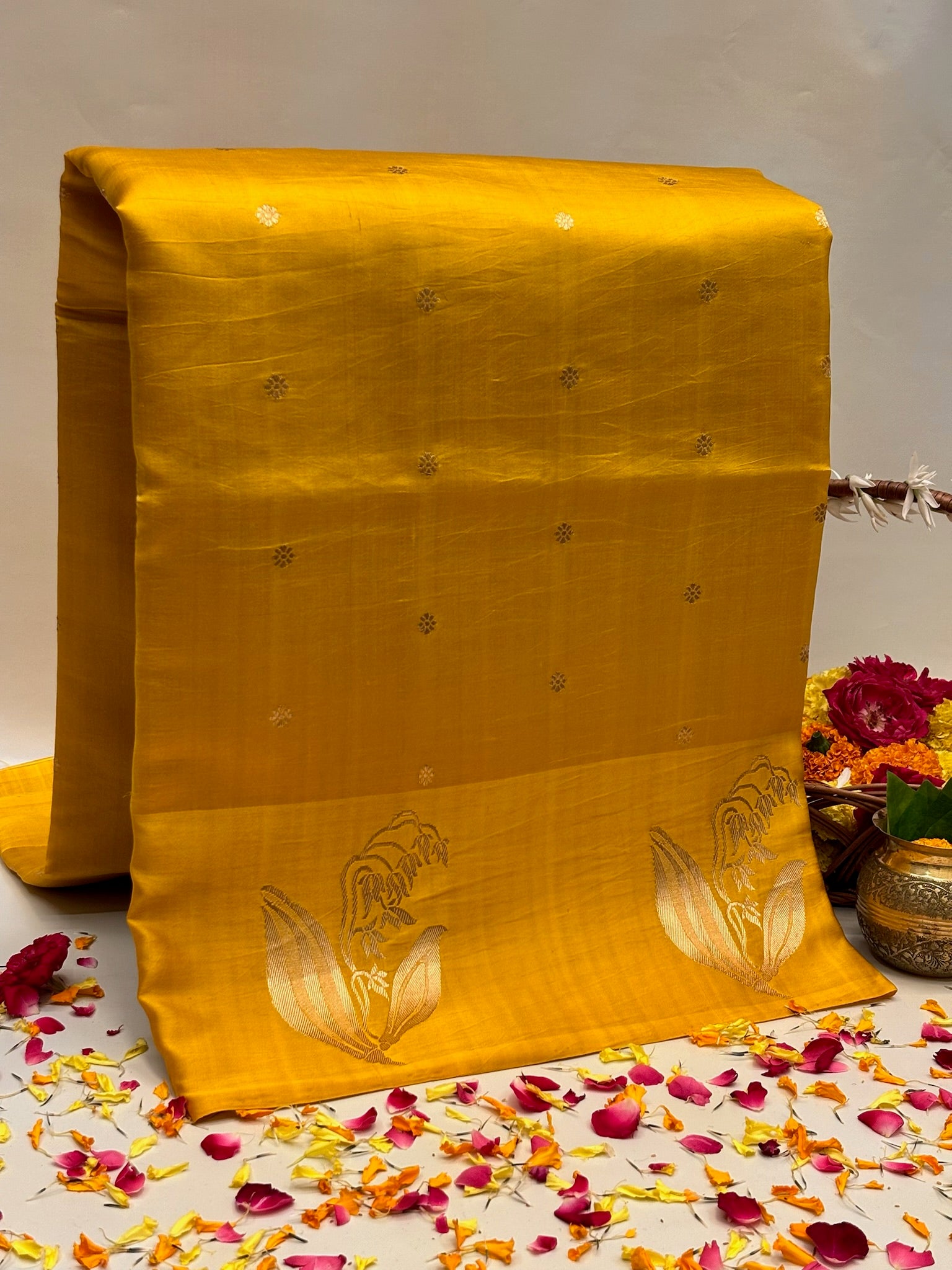 Yellow Premium Banarasi Soft Silk Saree – 100% Handwoven | Elegant & Timeless Design