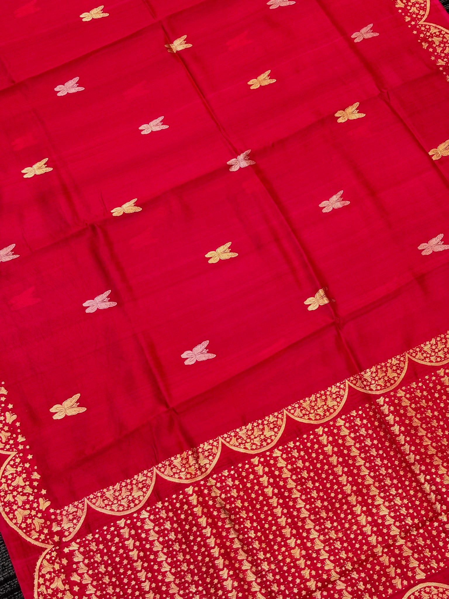Apple Pink Premium Banarasi Soft Silk Saree – 100% Handwoven | Elegant & Timeless Design