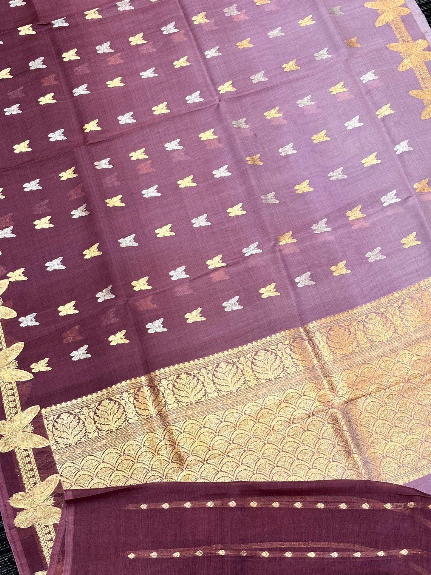 Mauve Premium Banarasi Kora Organza Silk Saree – 100% Handwoven | Elegant & Timeless Design