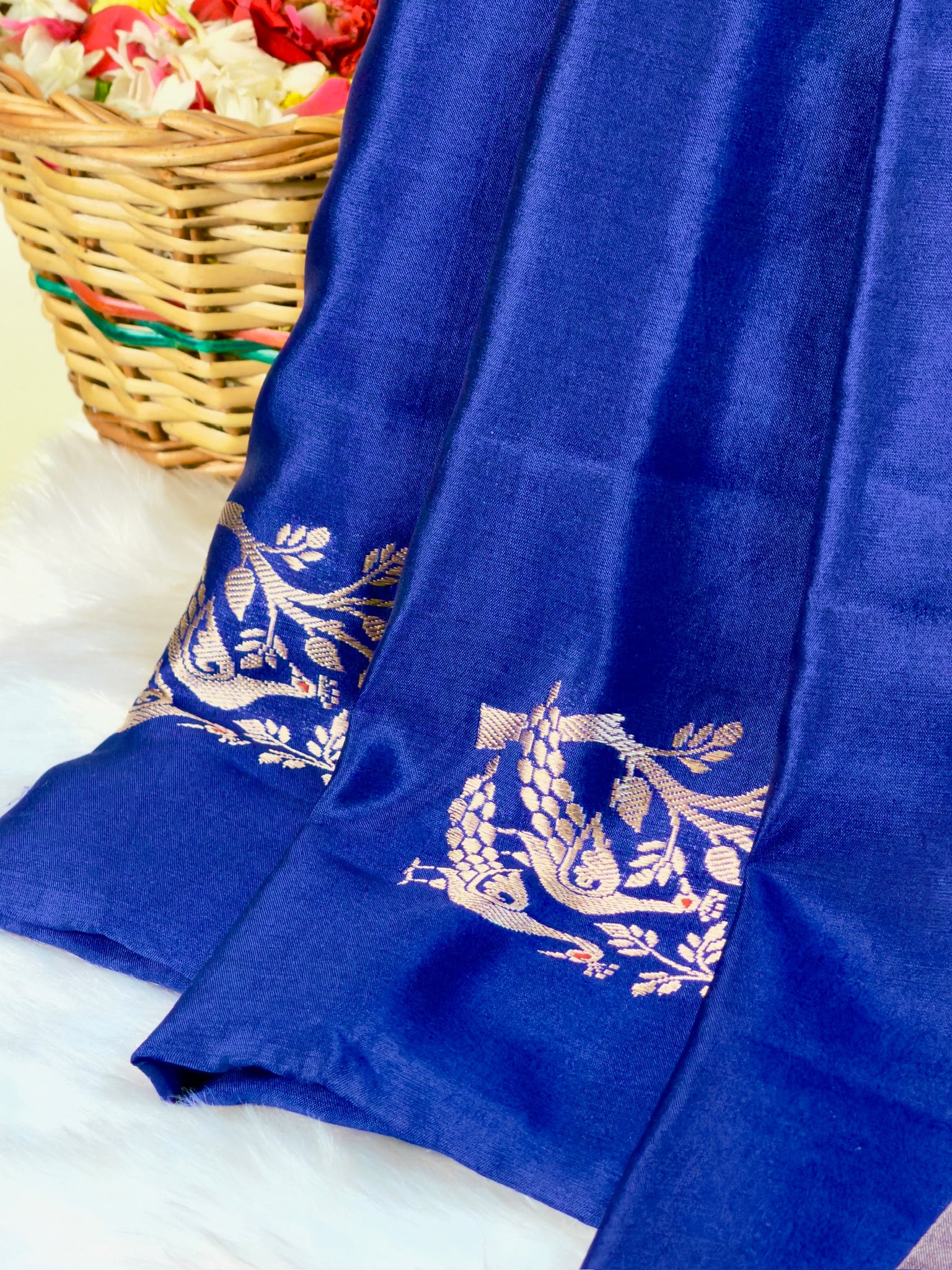 Royal Blue 100% Pure Soft Katan Silk Handwoven Saree
