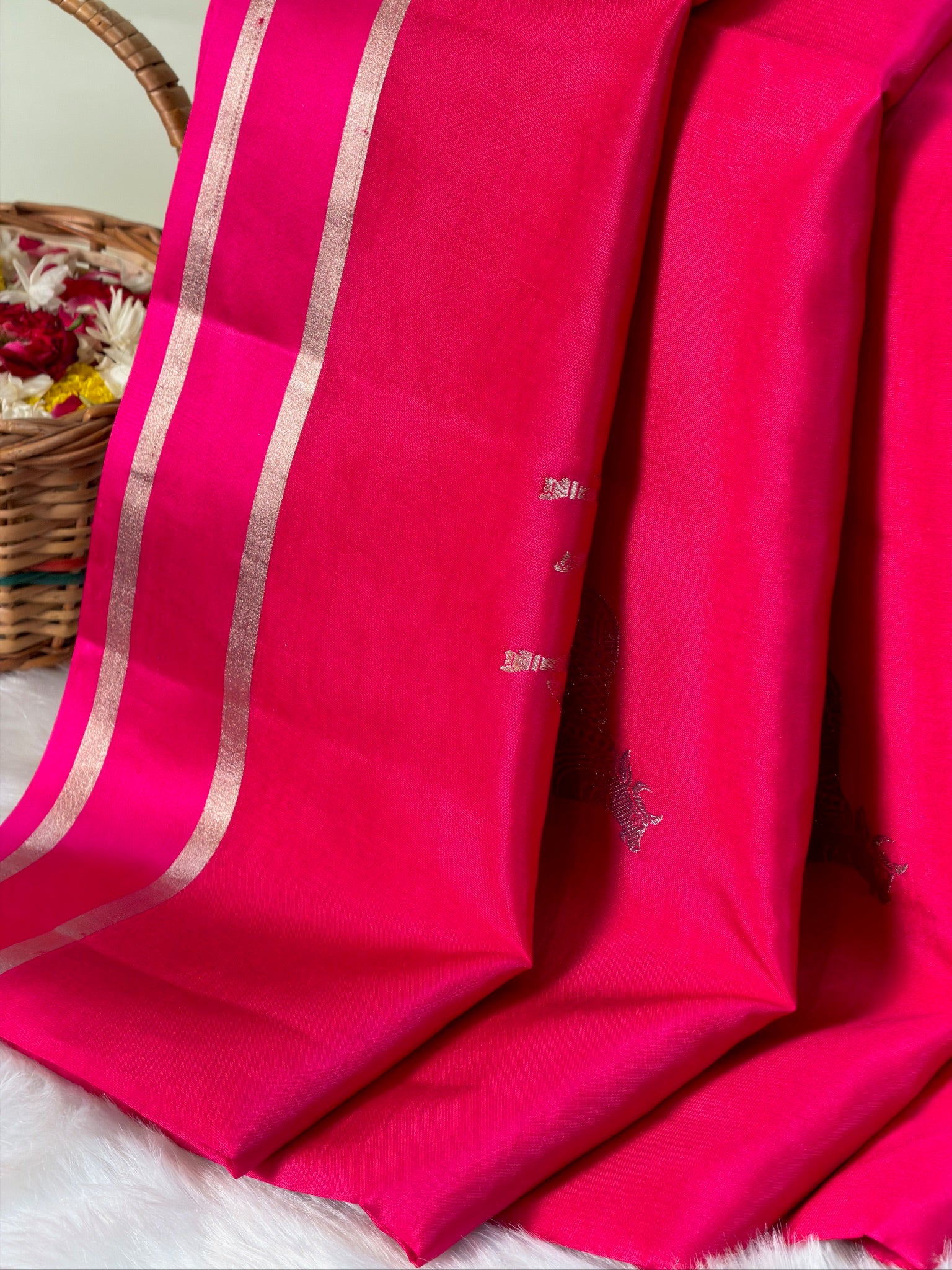Rani Pink 100% Pure Soft Katan Silk Handwoven Saree