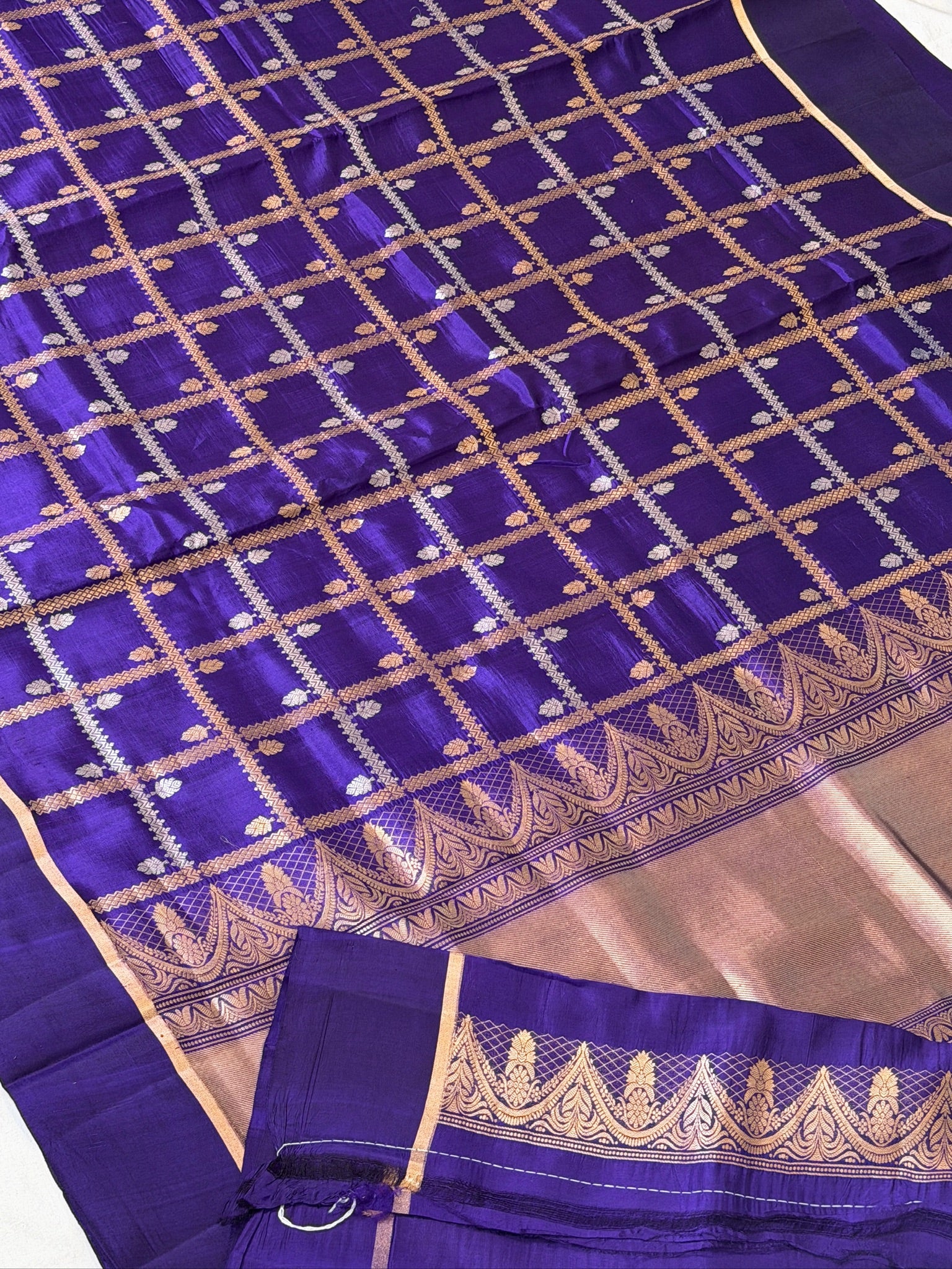 Purple 100% Pure Soft Katan Silk Handwoven Saree