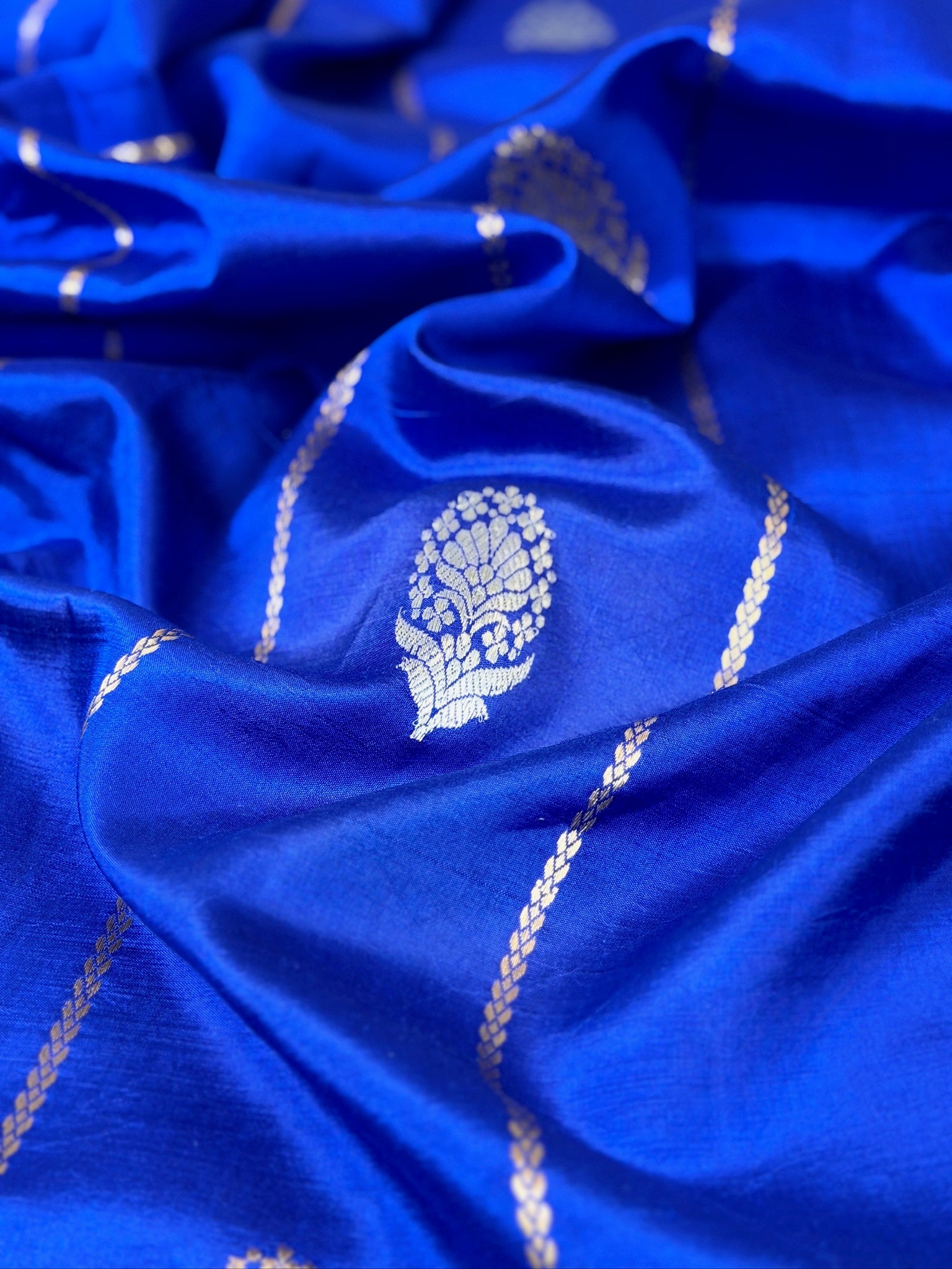 Royal Blue 100% Pure Soft Katan Silk Handwoven Saree