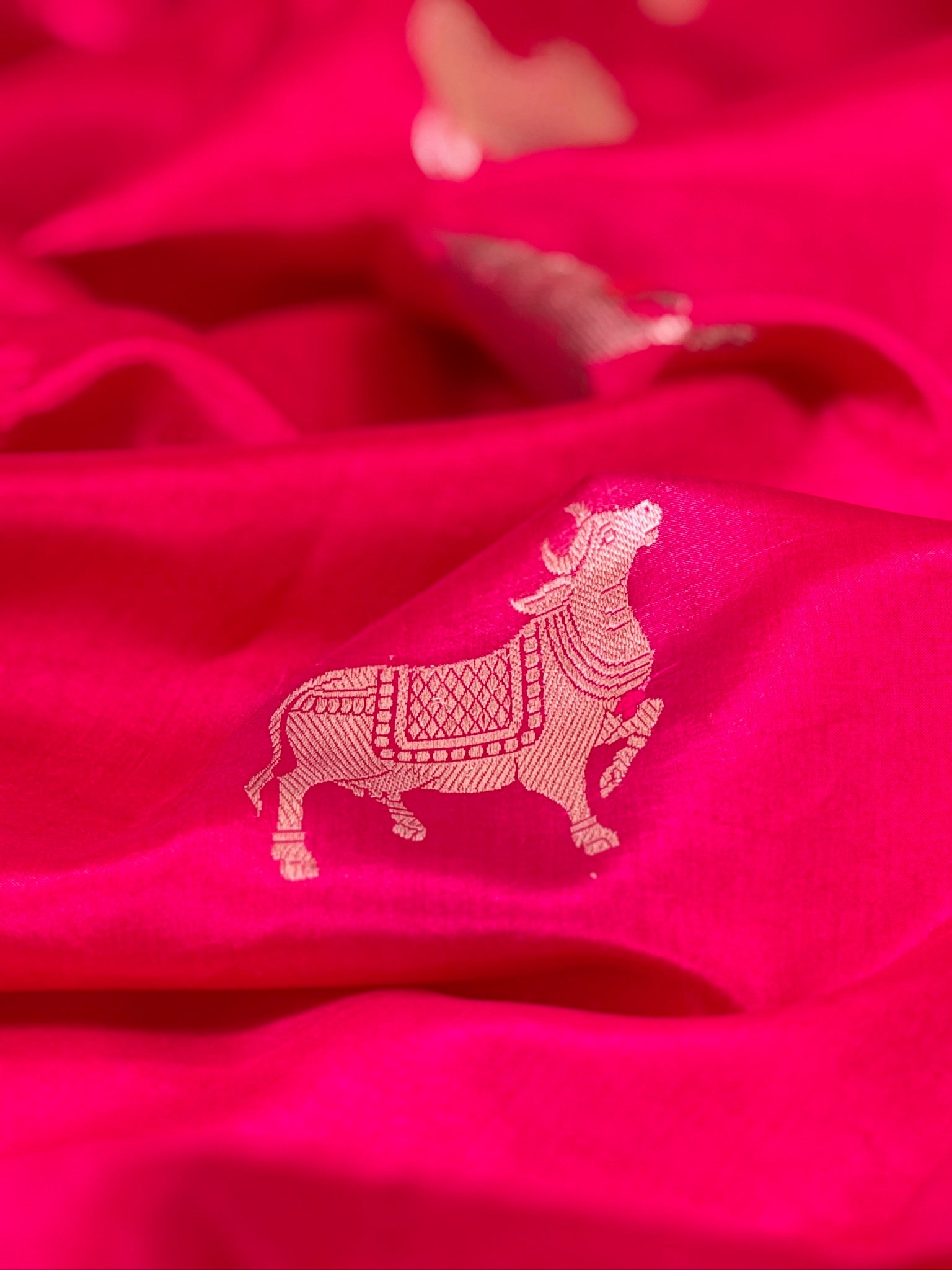 Rani Pink 100% Pure Soft Katan Silk Handwoven Saree