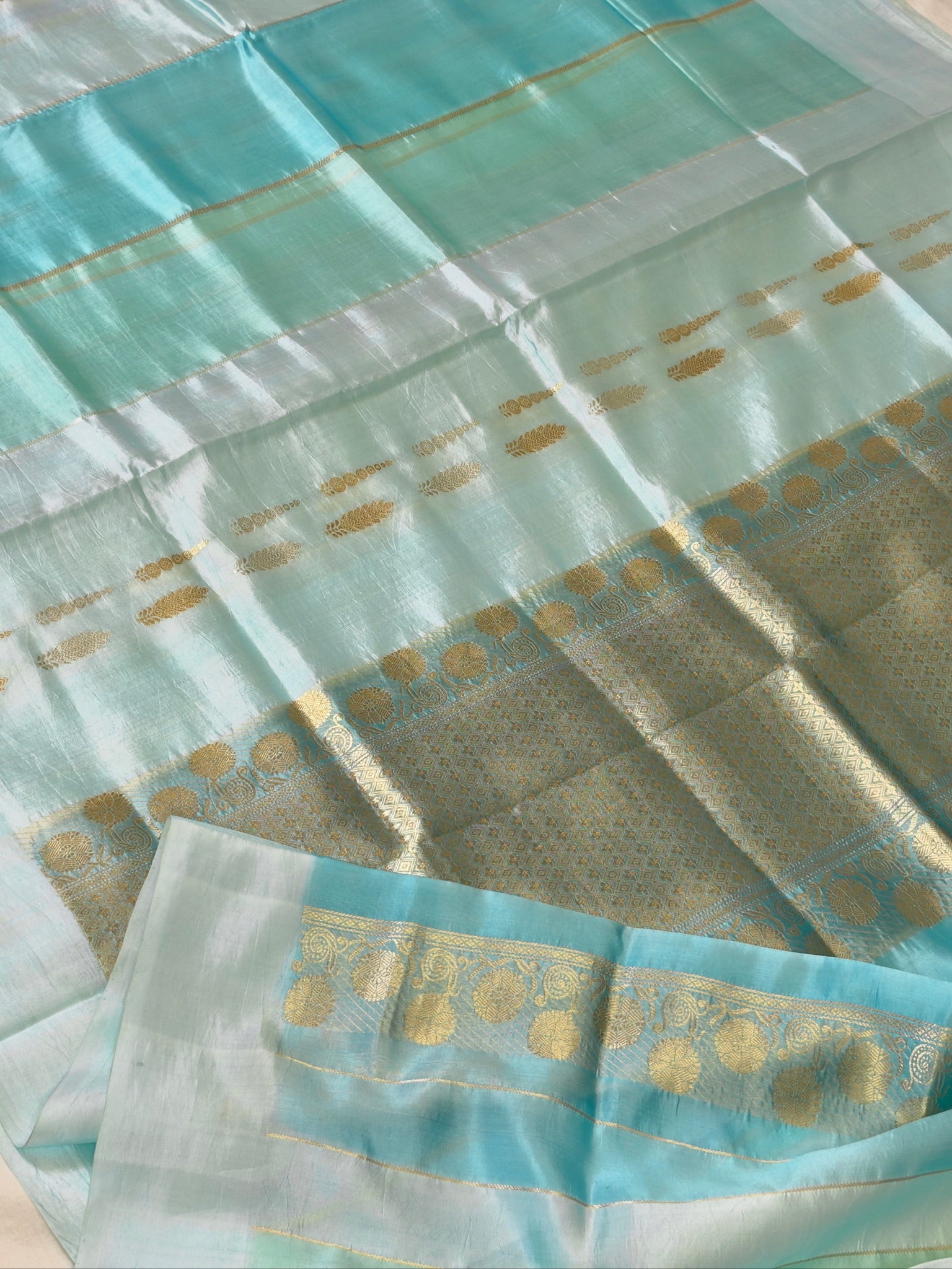 Blue 100% Pure Soft Katan Silk Handwoven Saree
