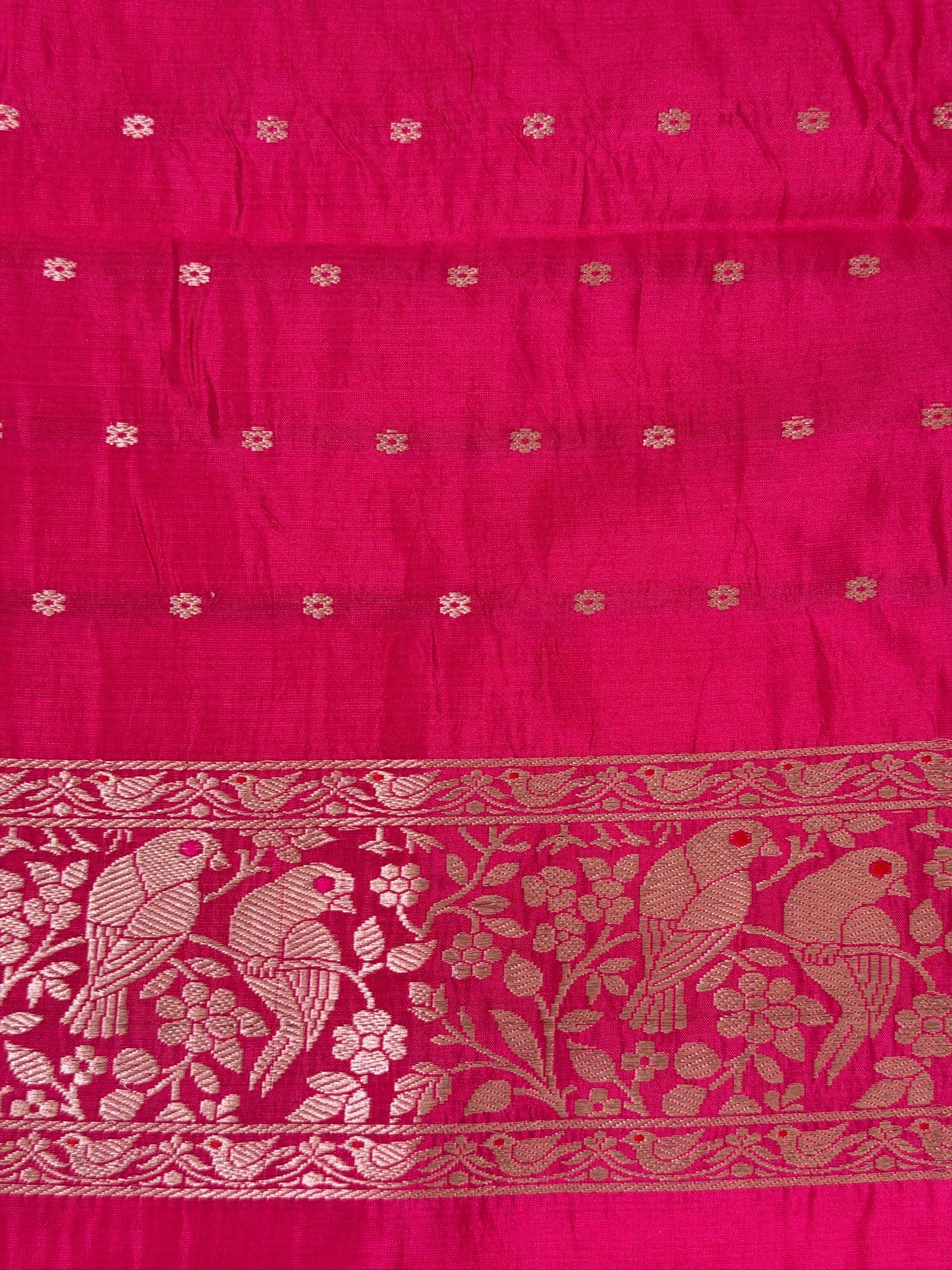 Rani Pink 100% Pure Soft Katan Silk Handwoven Saree