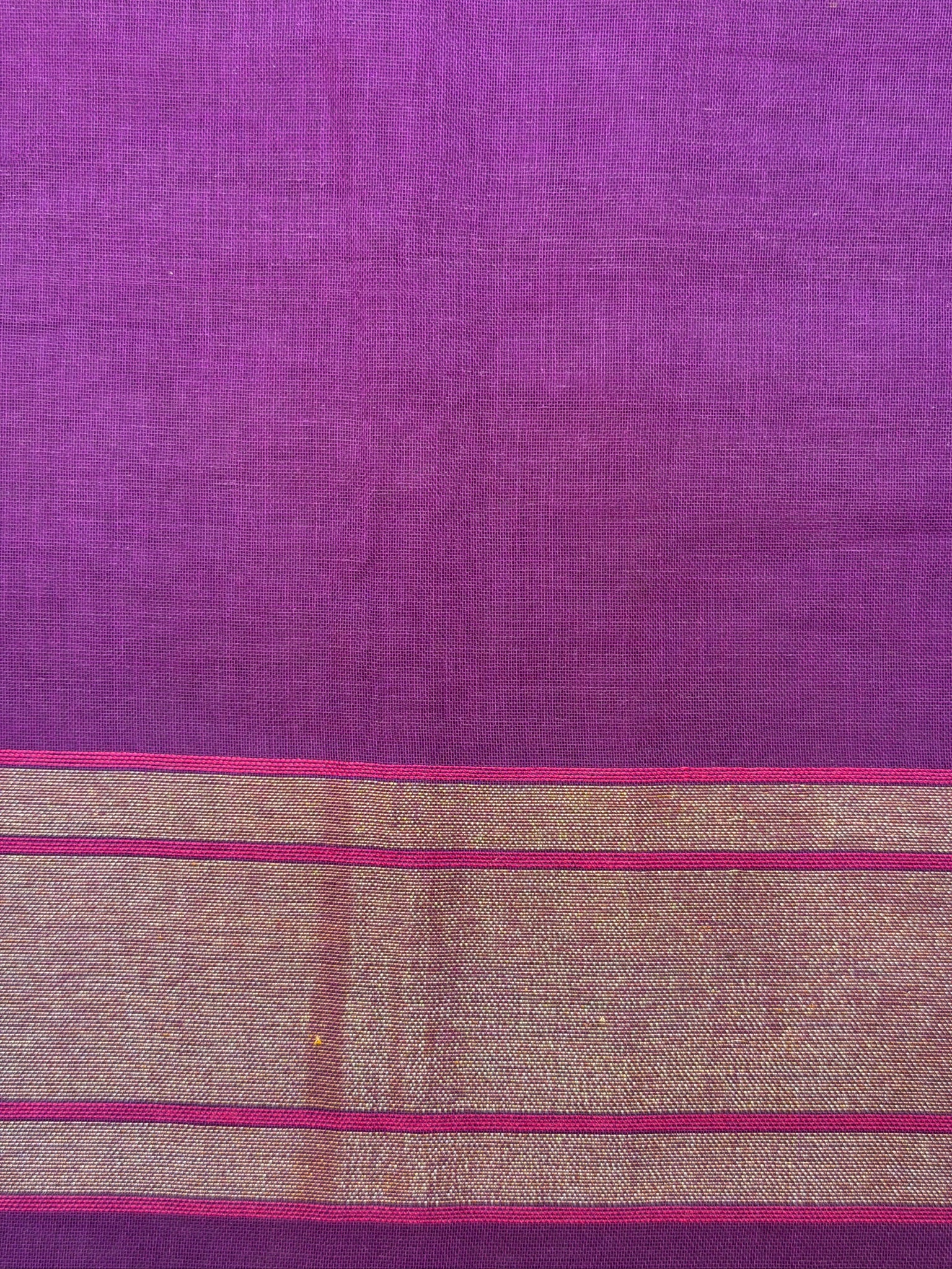 Purple Pure Real Zari Cotton Jamdani Saree with Sikargha