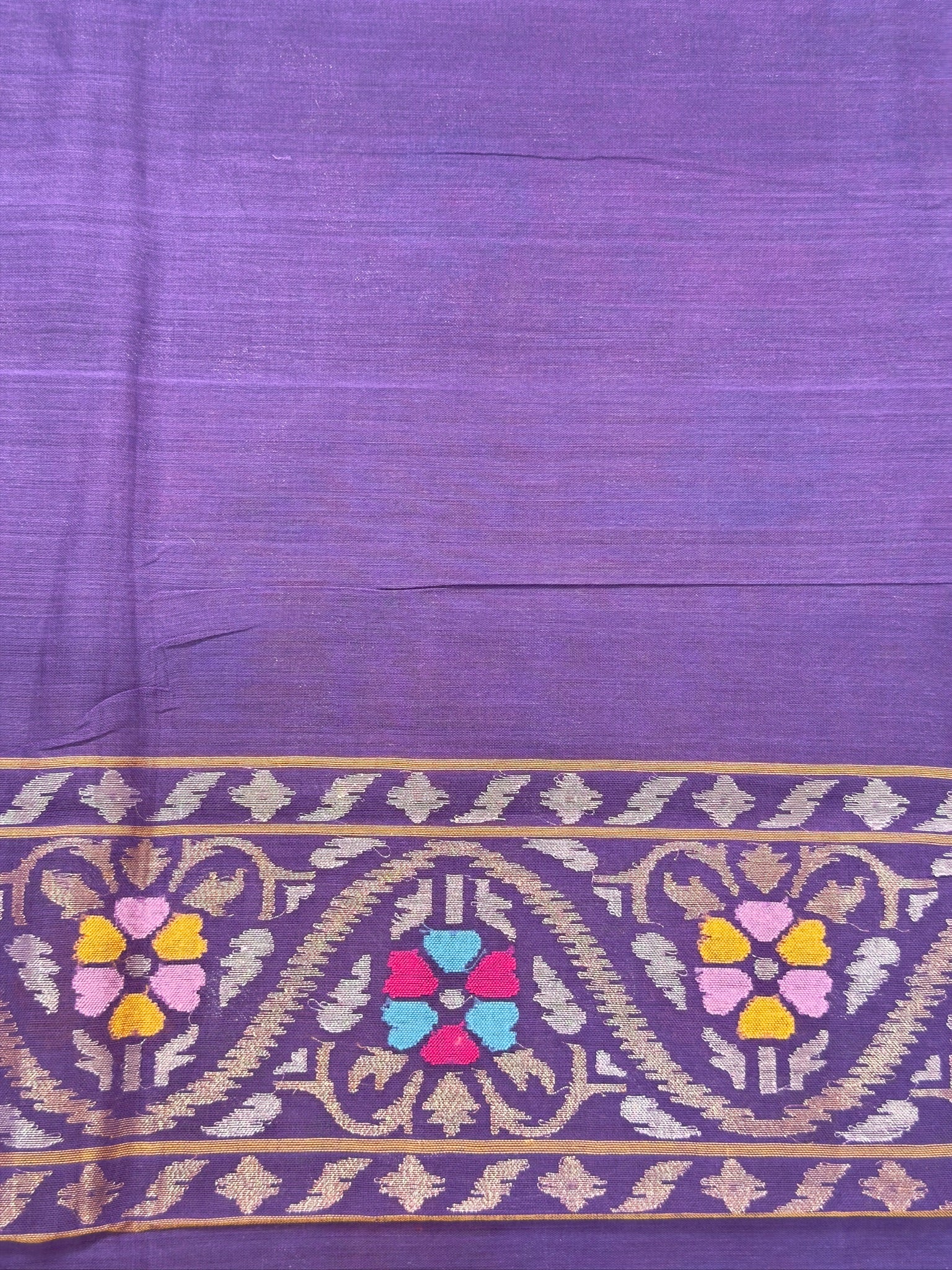 Pure Real Zari Cotton Jamdani Saree Nilambari Rangkat saree