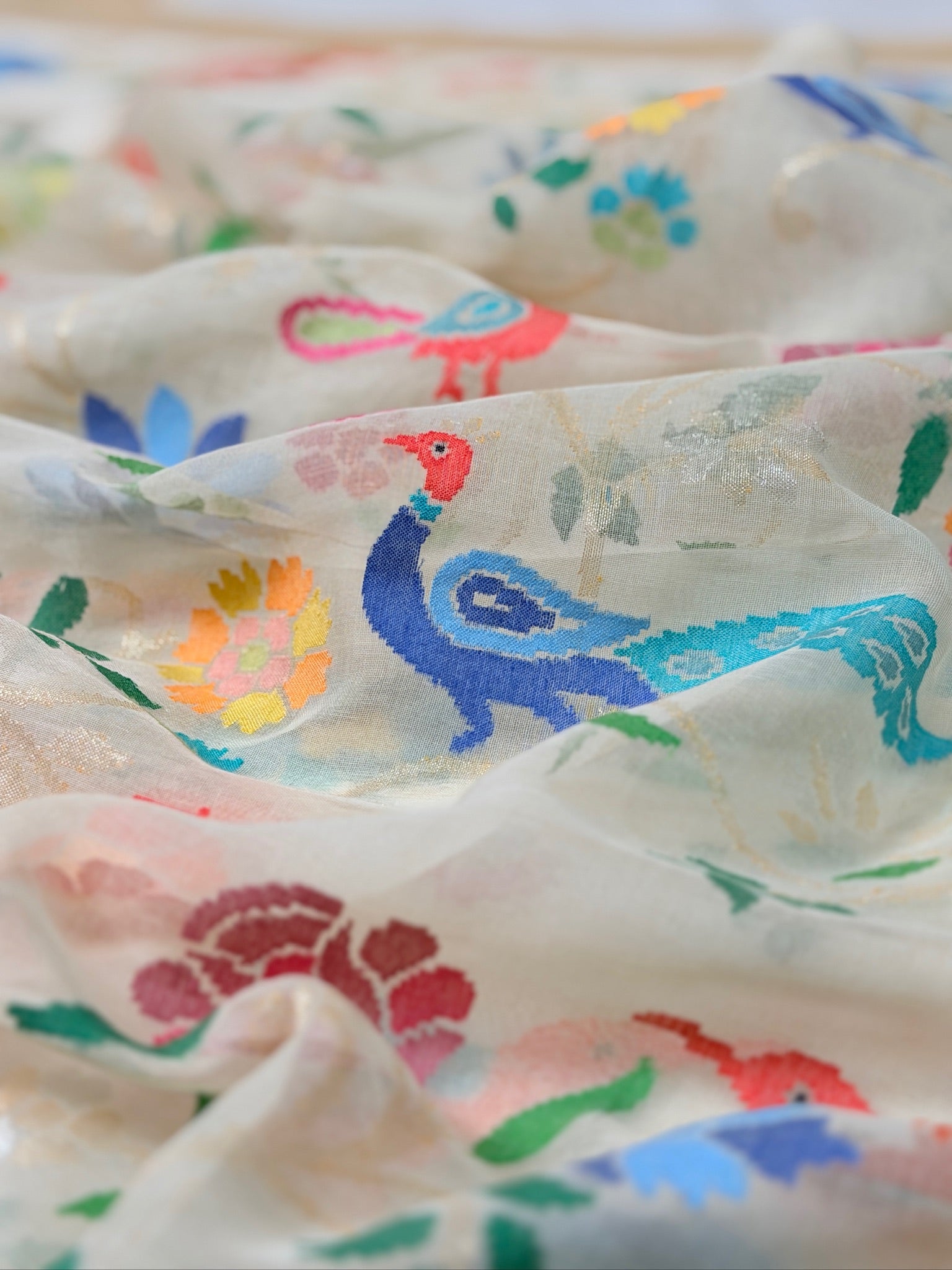 Swetambari Real Zari cotton Jamdani Saree with Sikargah