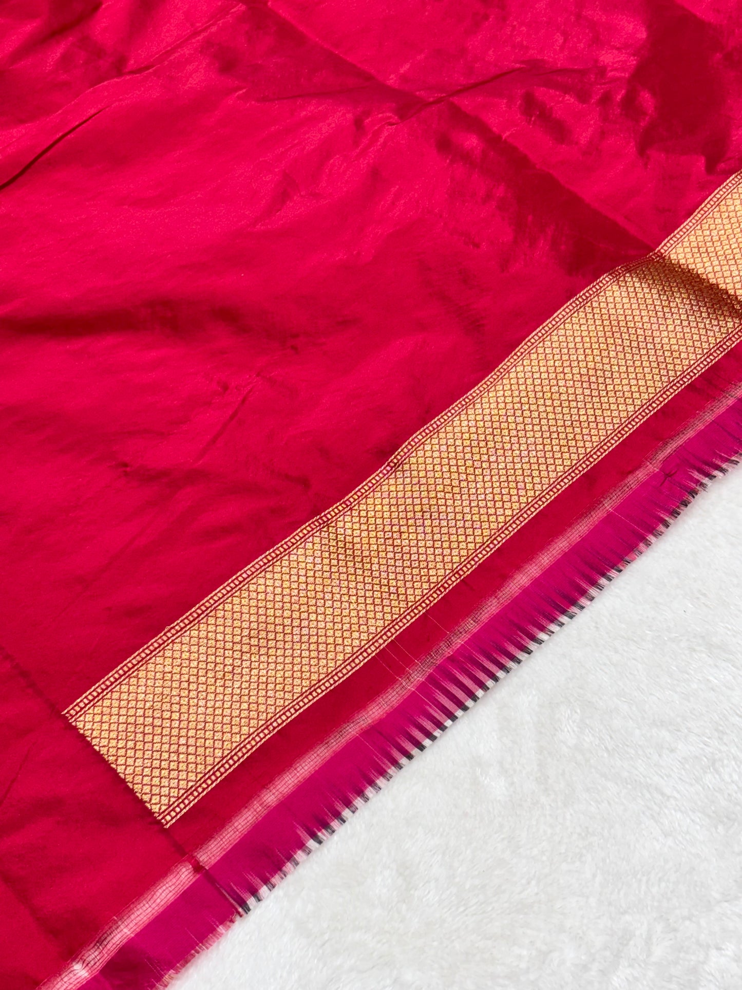 Black Checks Pure Katan Silk handwoven saree