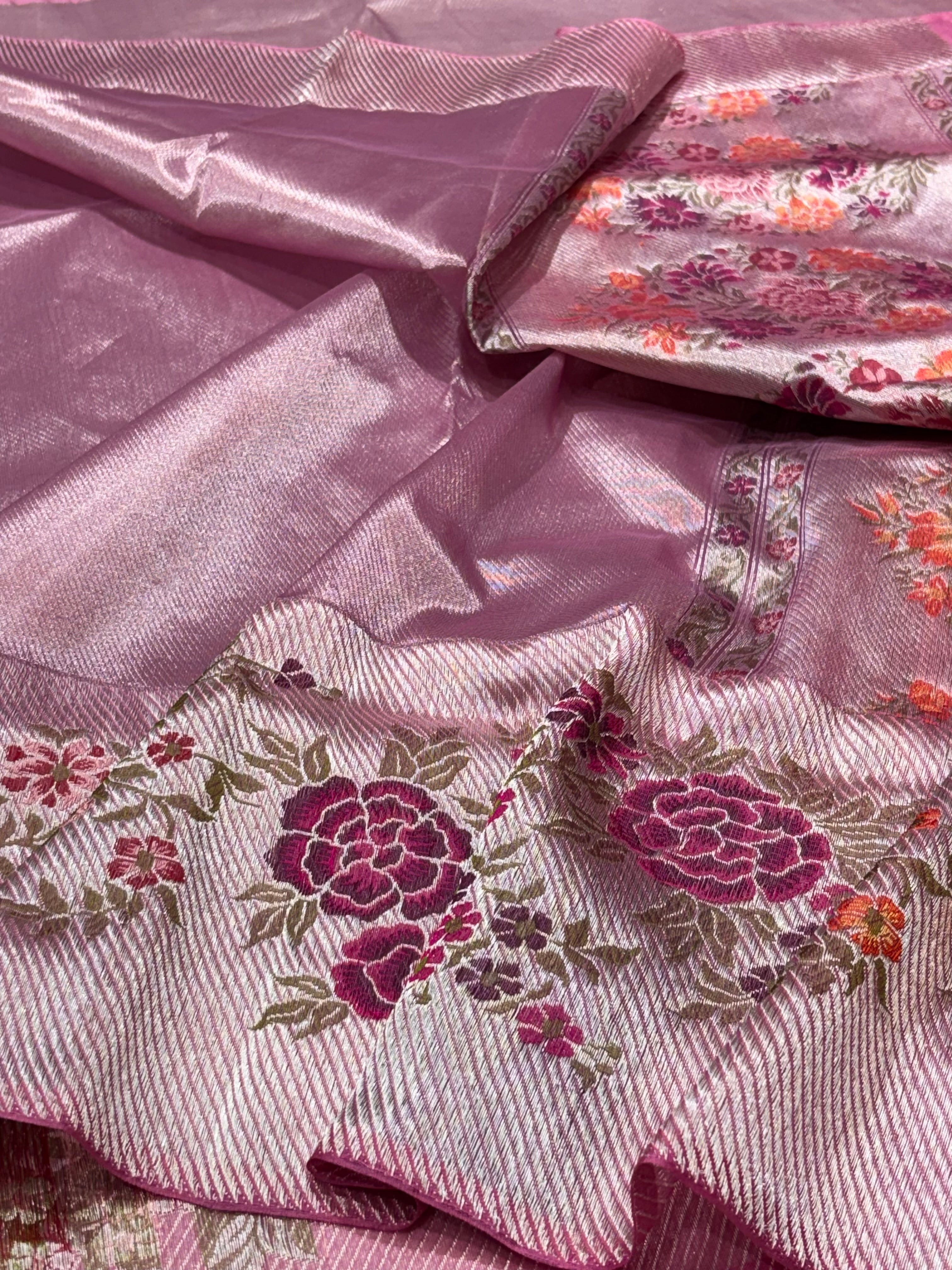 Blush Pink Pure Ektara Tissue Silk Handwoven