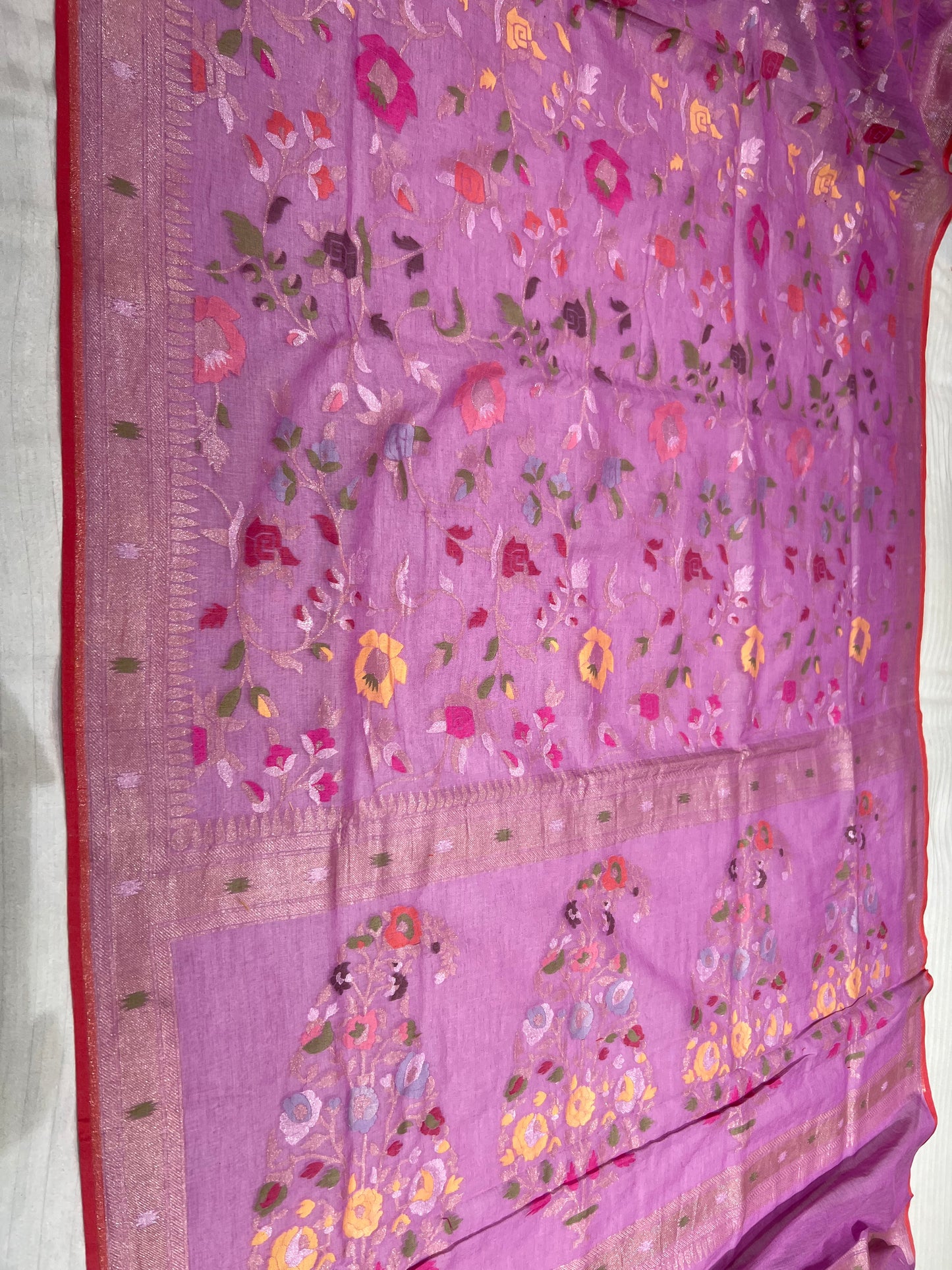 Banarasi Cotton katwork jamdani with Elegant Border Handloom Saree