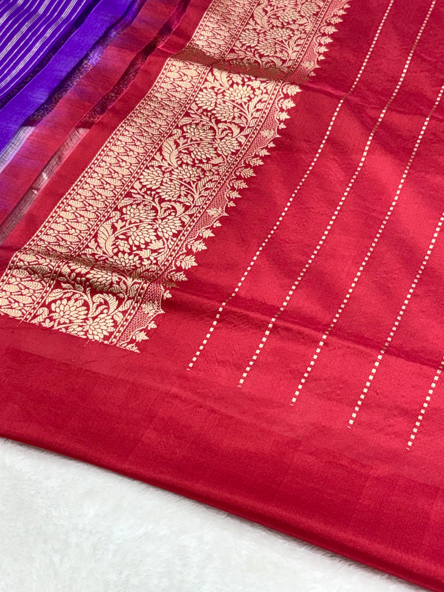 Purple Pure Katan Silk handwoven saree