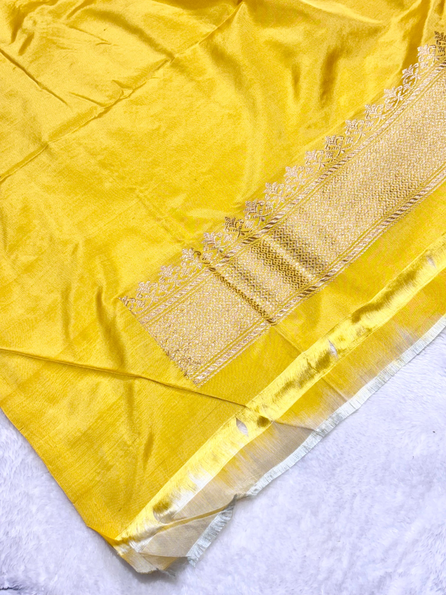 Butter Yellow Pure Katan Silk handwoven saree
