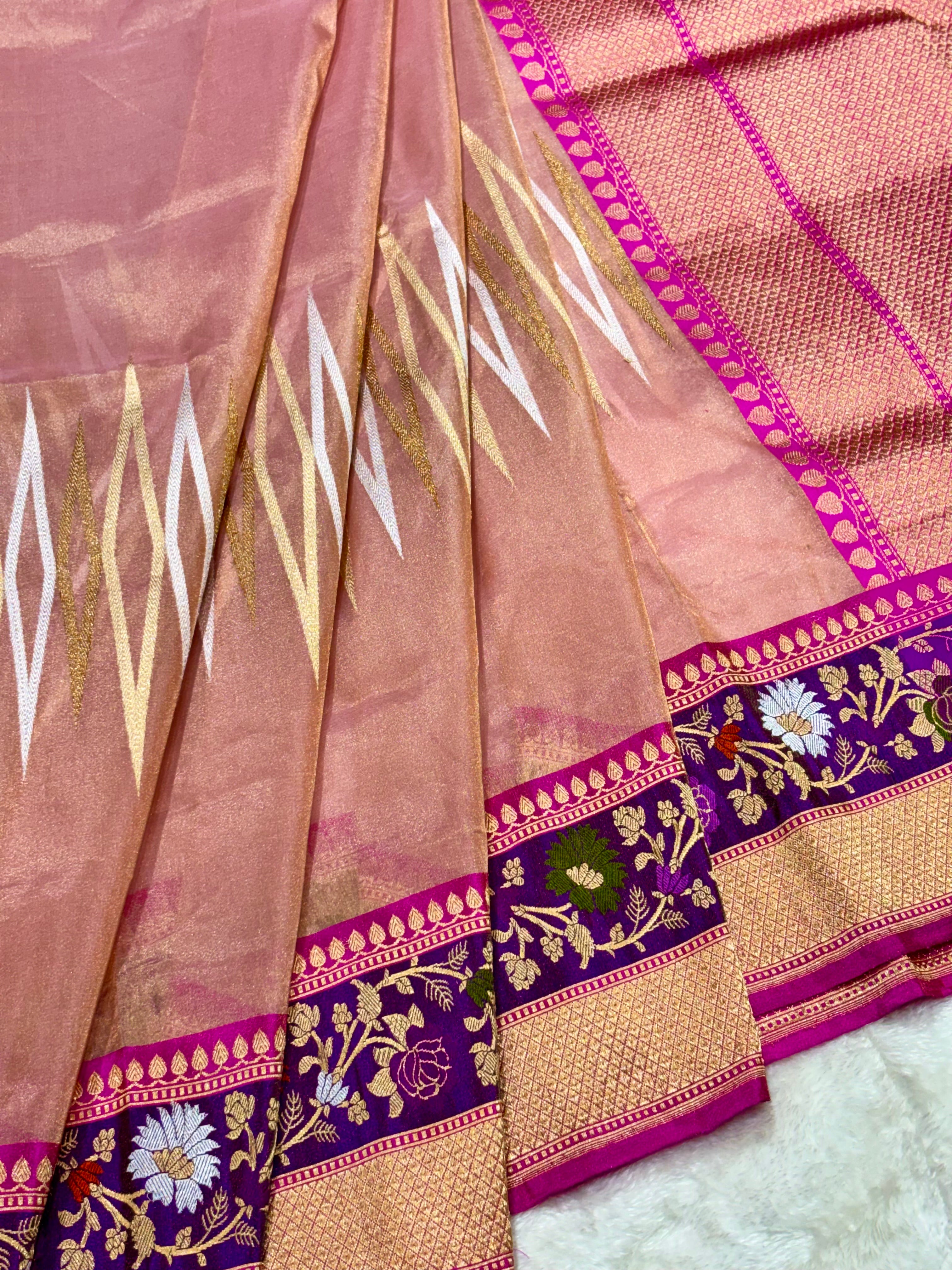 Copper Gold Pure Tissue Silk Handwoven
