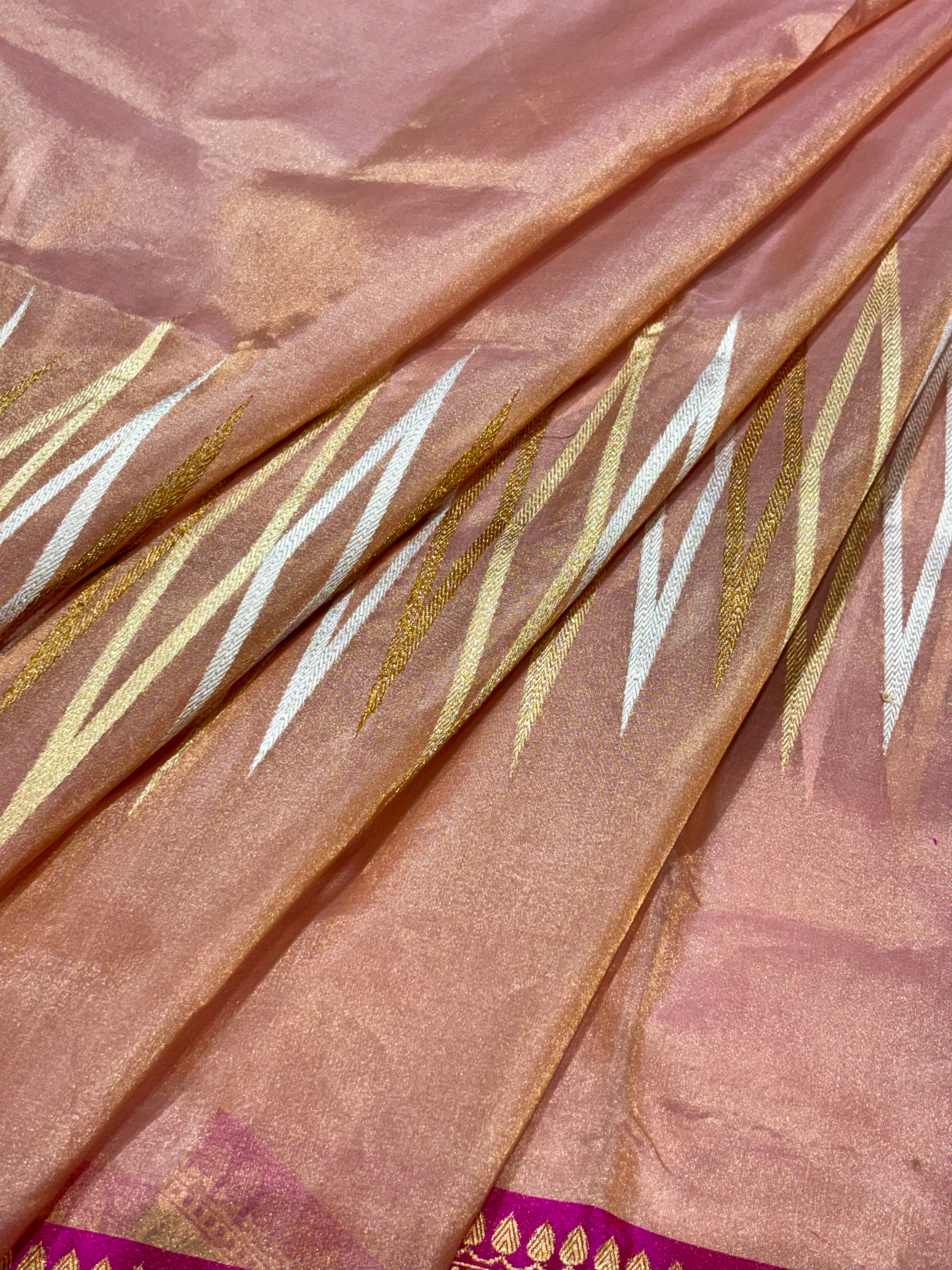 Copper Gold Pure Tissue Silk Handwoven