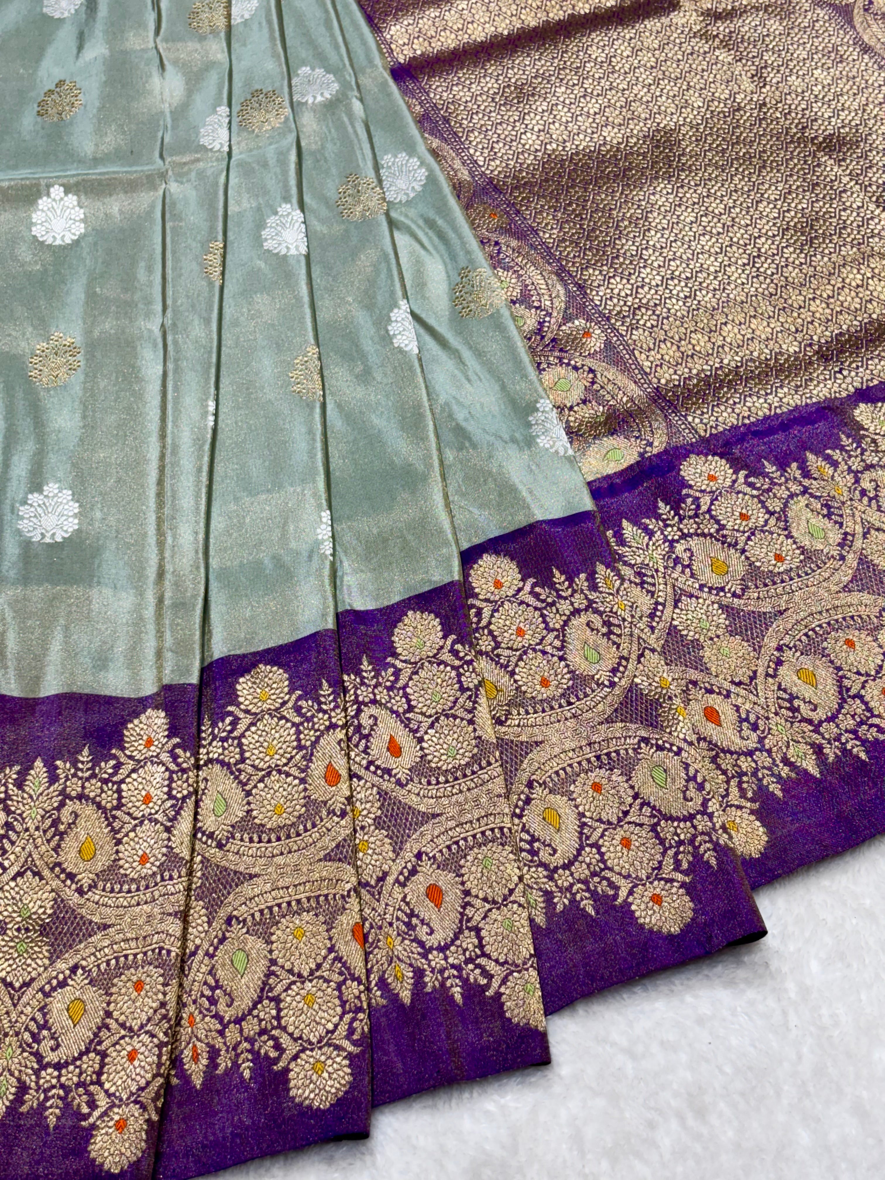 Mint Green Pure Tissue Silk Handwoven