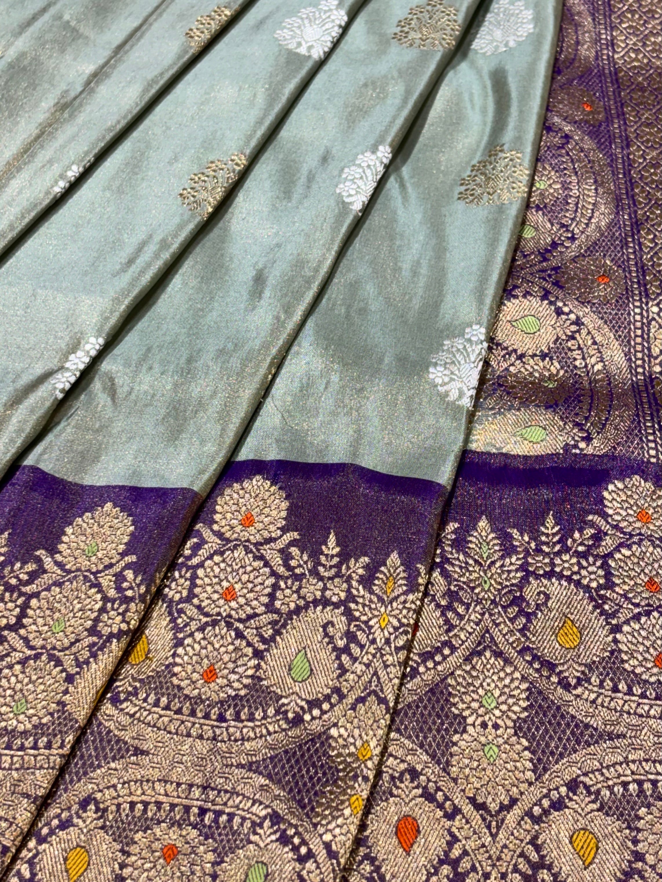 Mint Green Pure Tissue Silk Handwoven