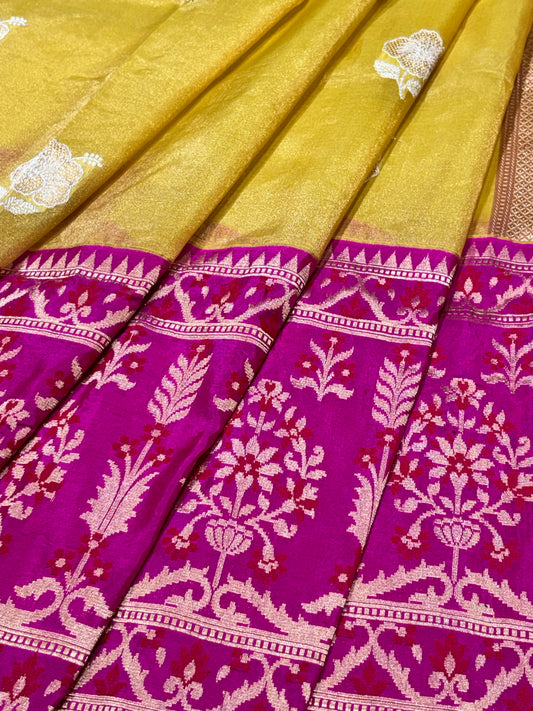 Yellow Pure Tissue Silk Handwoven