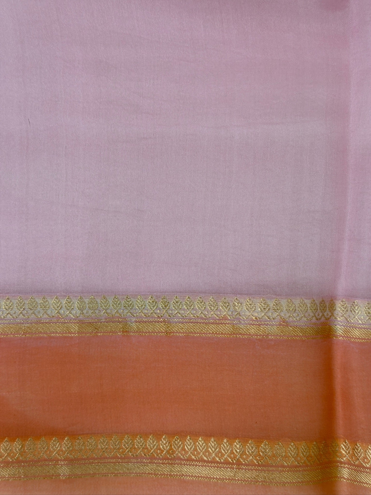 Baby Pink Handwoven Rangkaat Kora Silk Saree