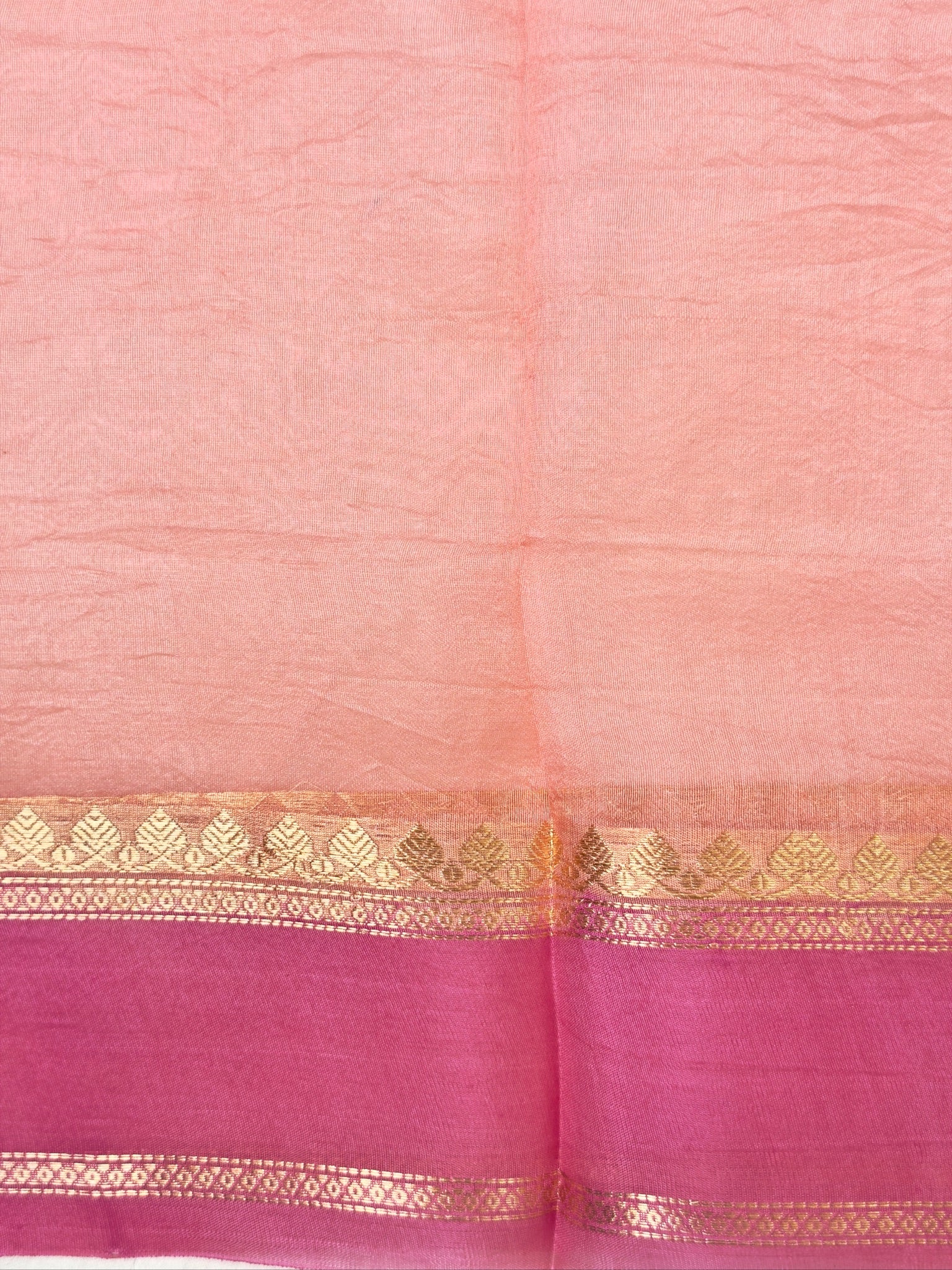 Peach Handwoven Rangkaat Kora Silk Saree