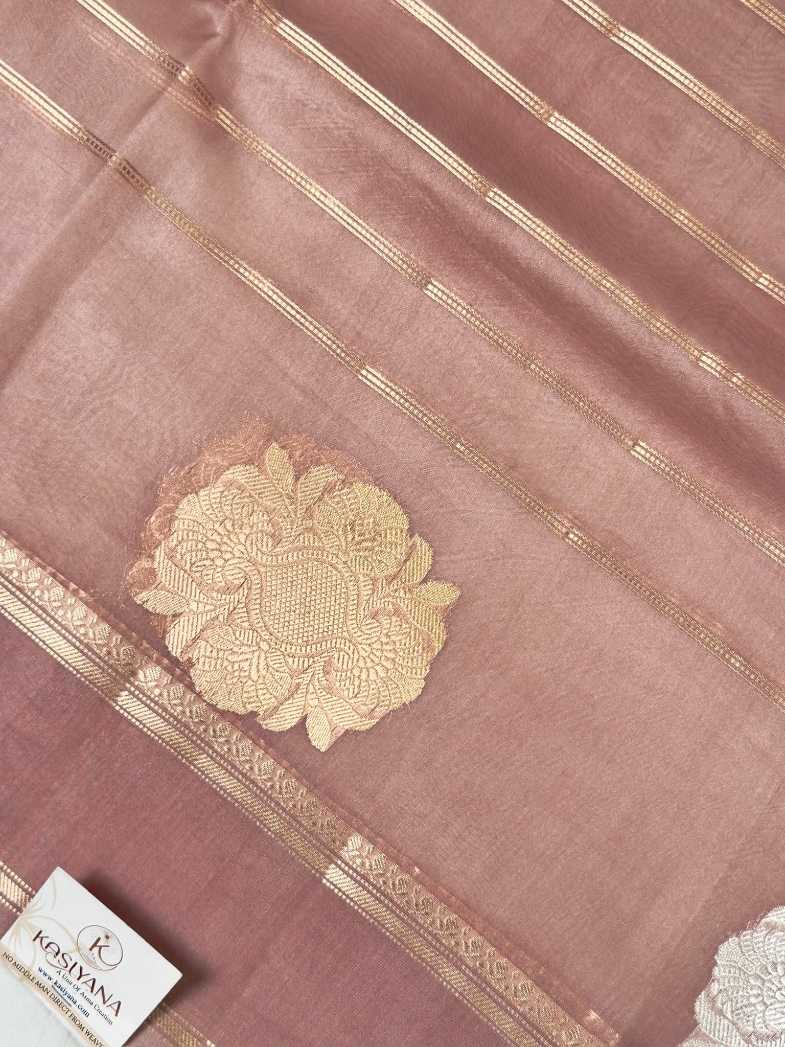 Mauve Handwoven Kora Silk Saree