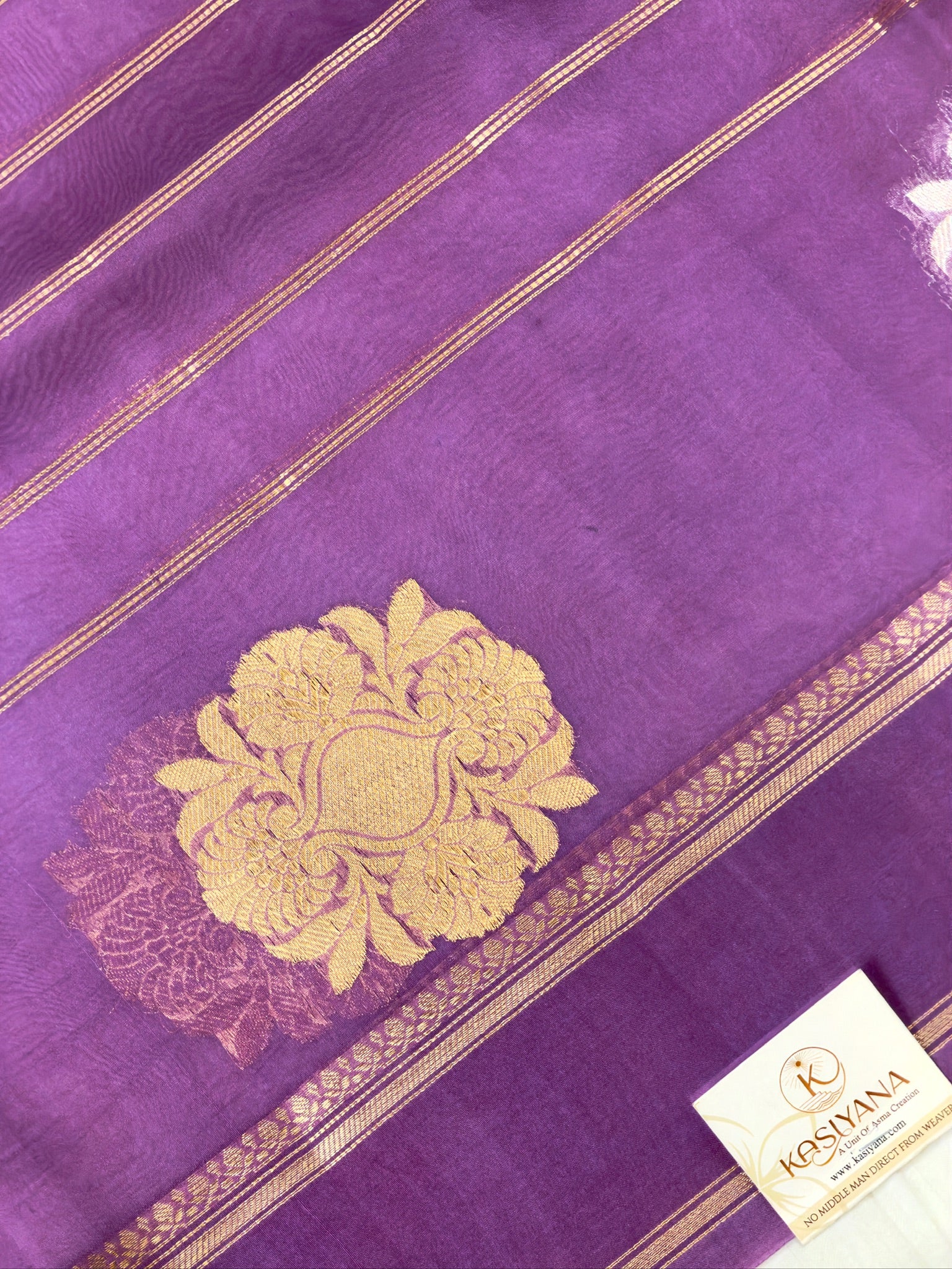 Lavender Handwoven Kora Silk Saree