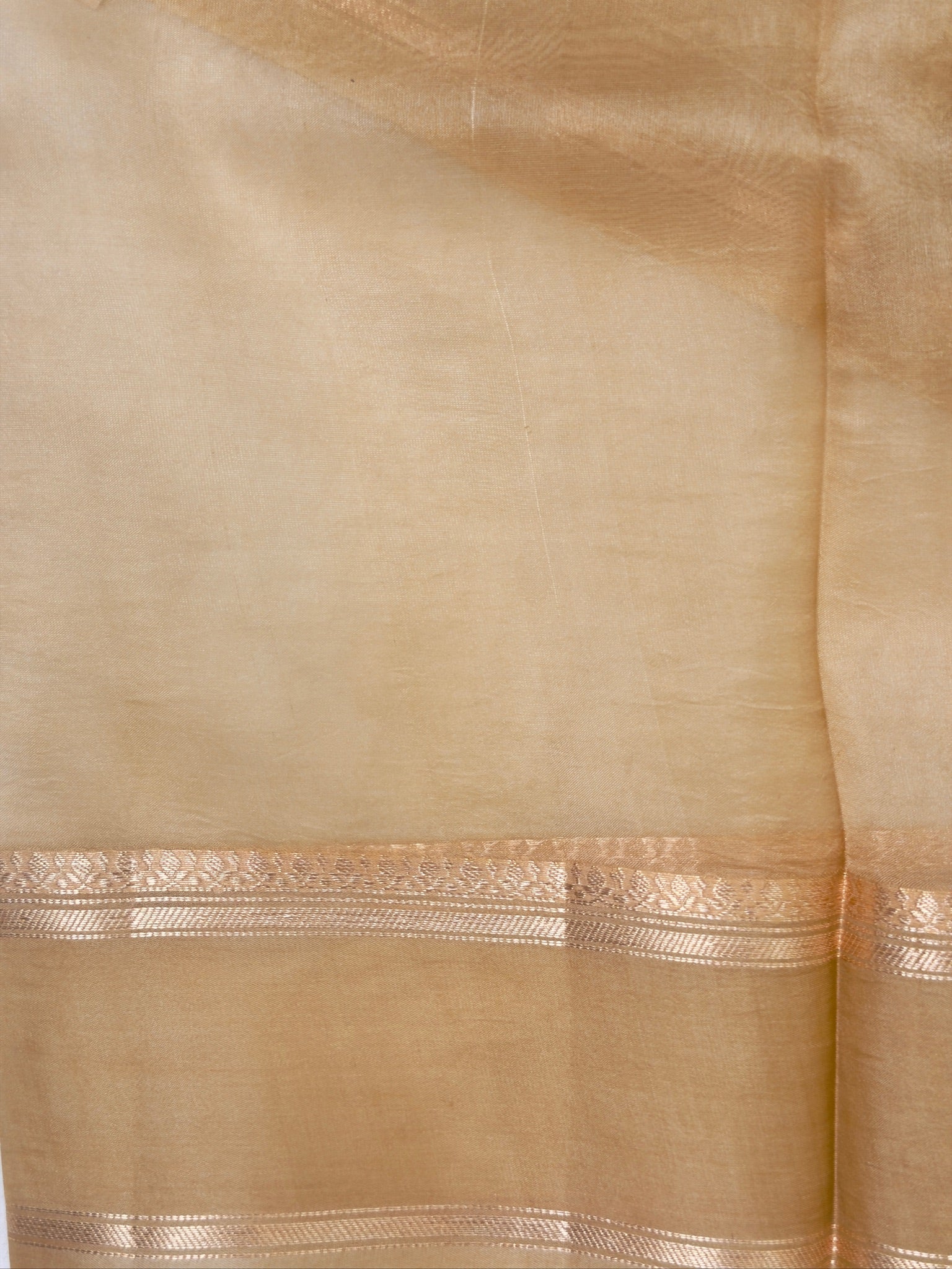 Champagne Gold Handwoven Kora Silk Saree