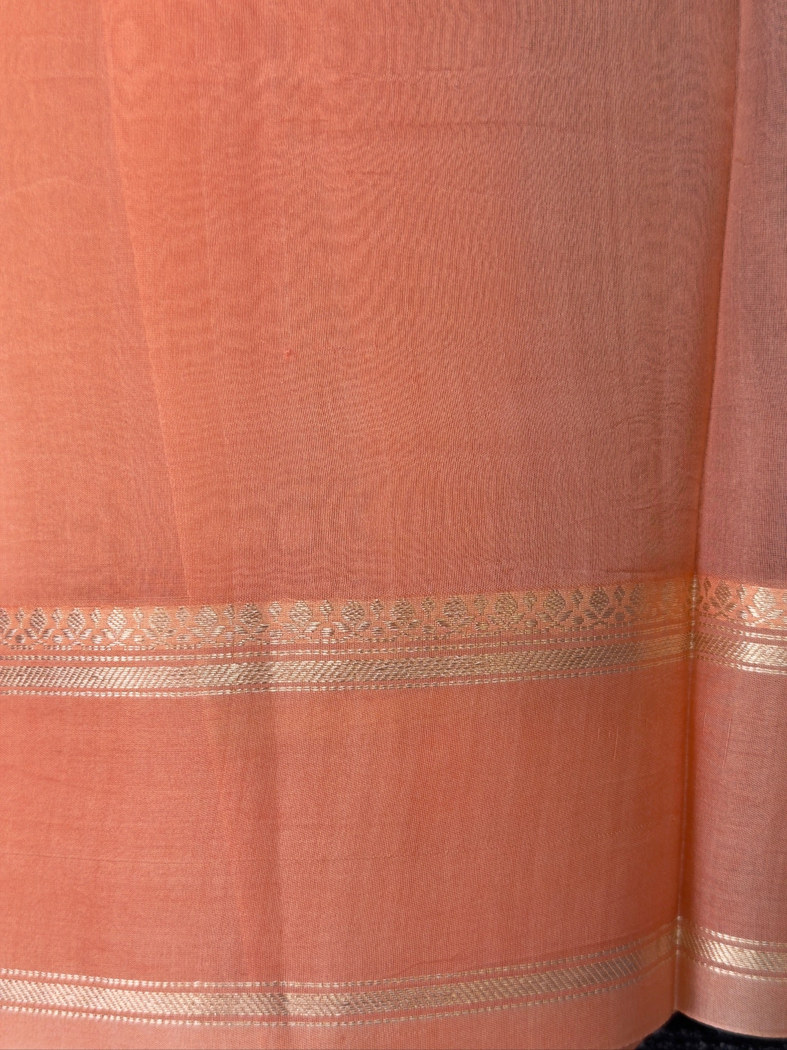 Peach Handwoven Kora Silk Saree