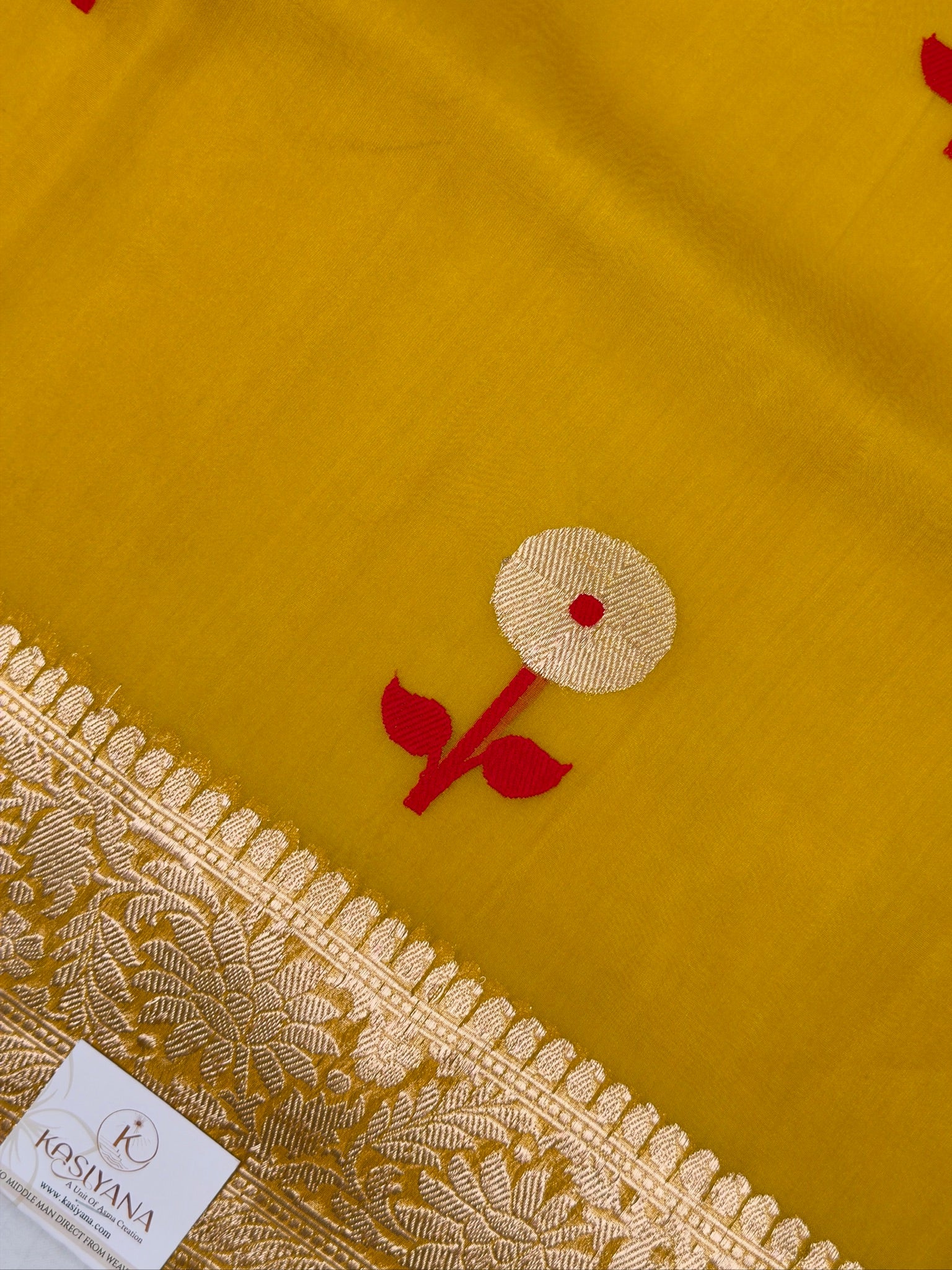 Yellow Handwoven Kora Silk Saree
