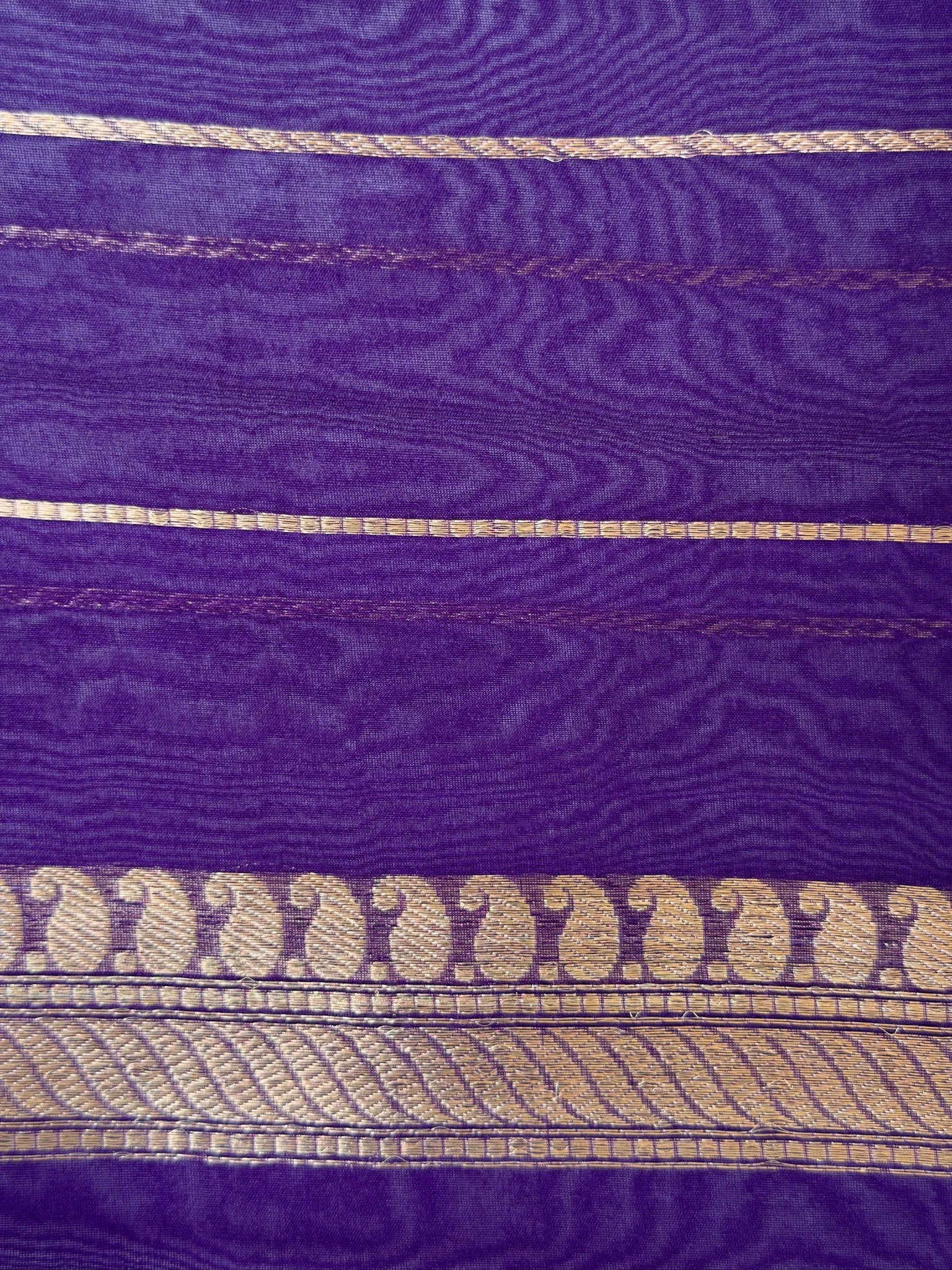 Purple Handwoven Kora Silk Saree