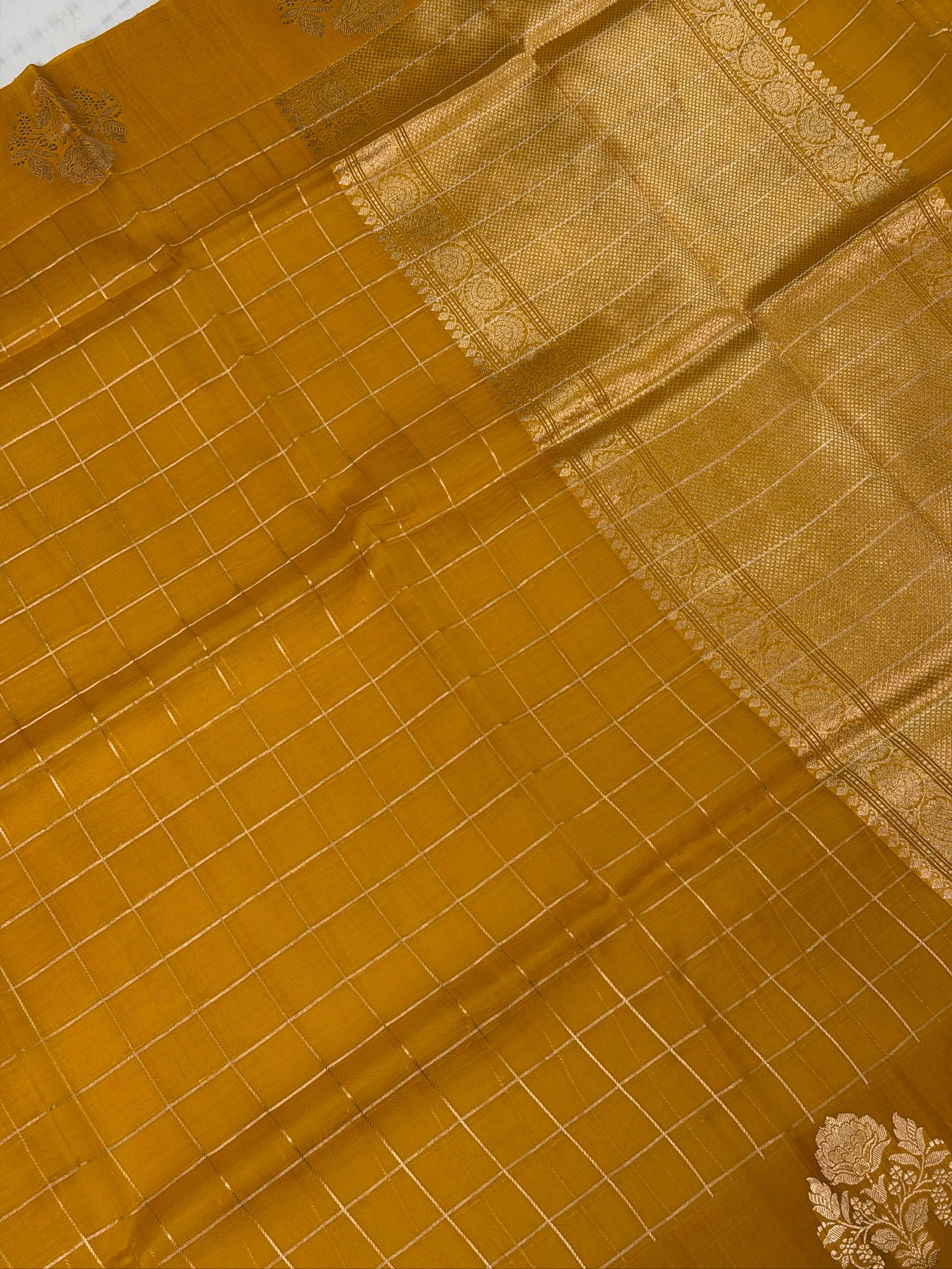 Mango Yellow Handwoven Kora Silk Saree