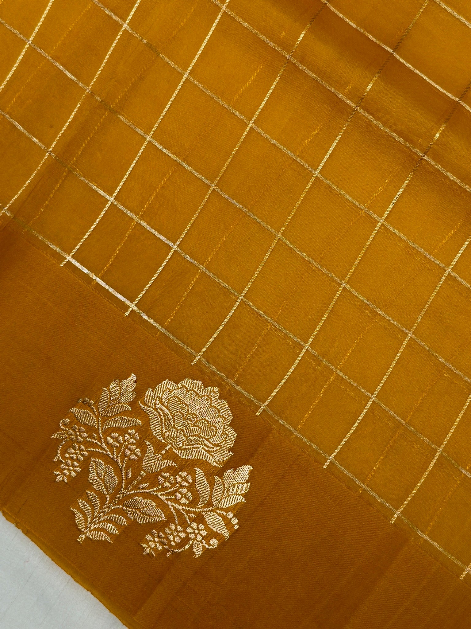 Mango Yellow Handwoven Kora Silk Saree