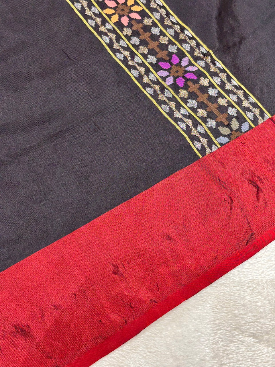Black Ektara Pure Real Gold Silver Zari Handwoven Saree