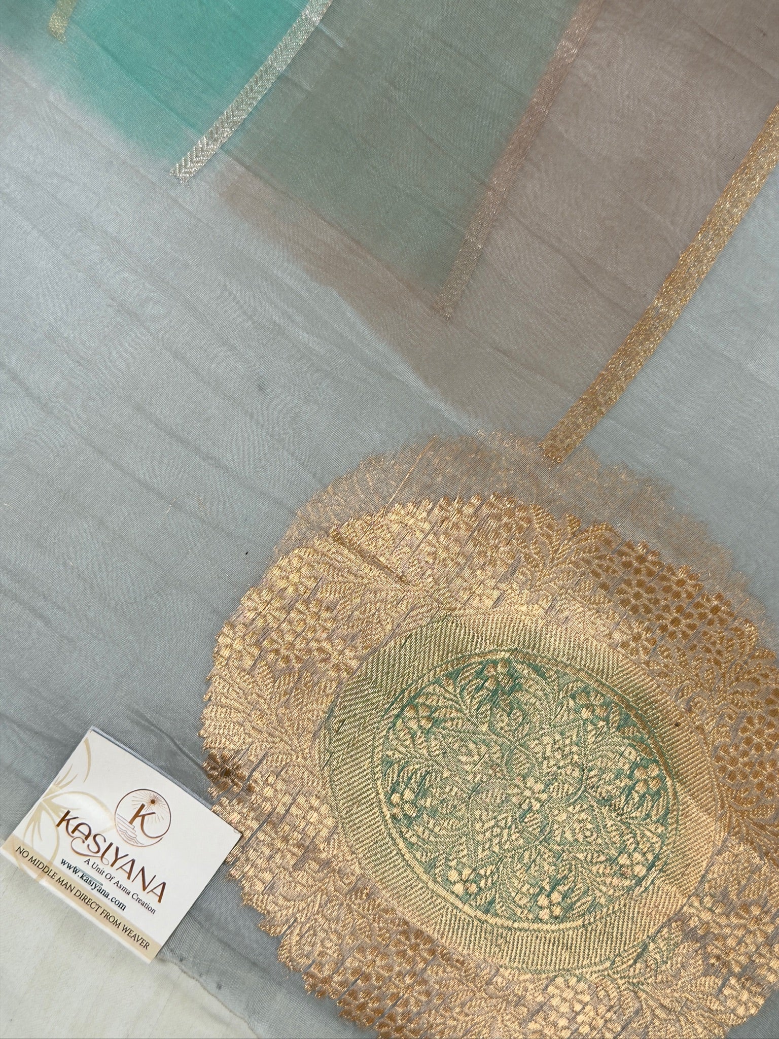 Grey Handwoven Rangkaat Kora Silk Saree
