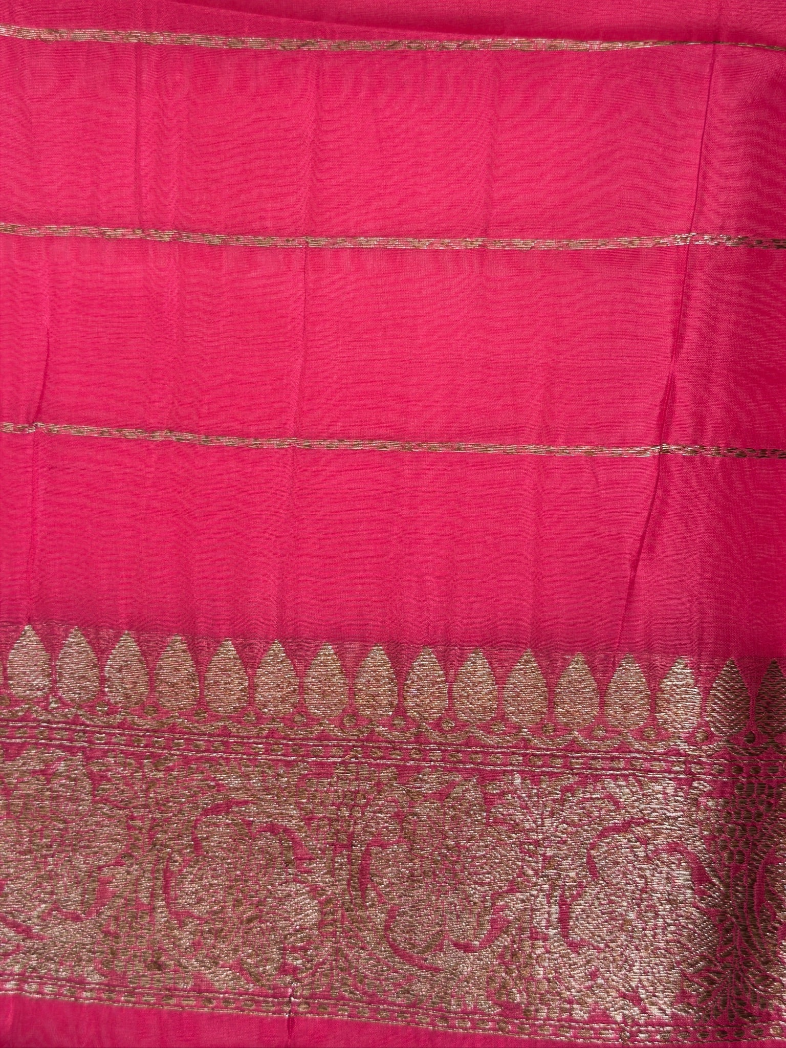 Berry Pink Handwoven Kora Silk Saree
