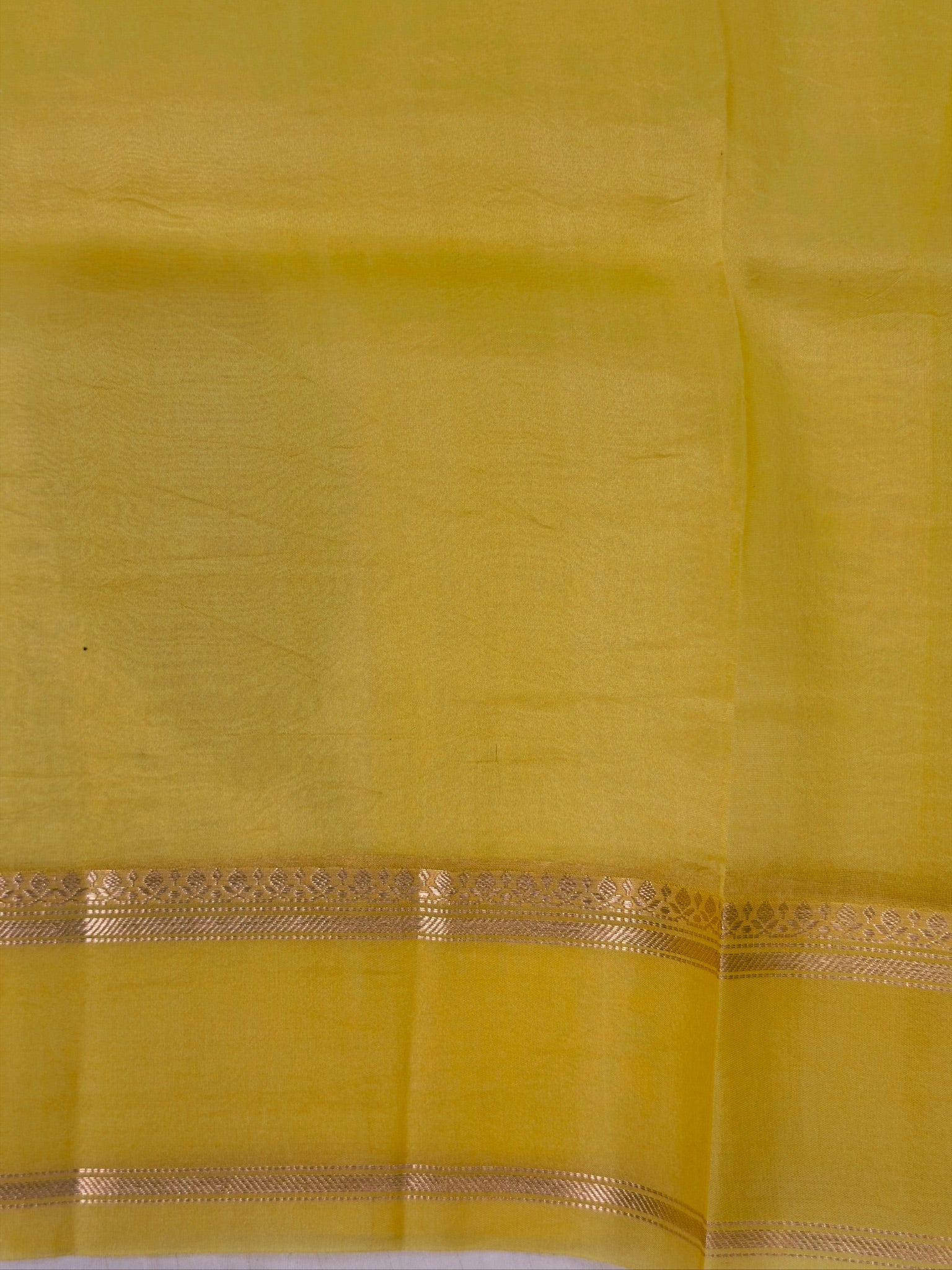 Yellow Handwoven Kora Silk Saree