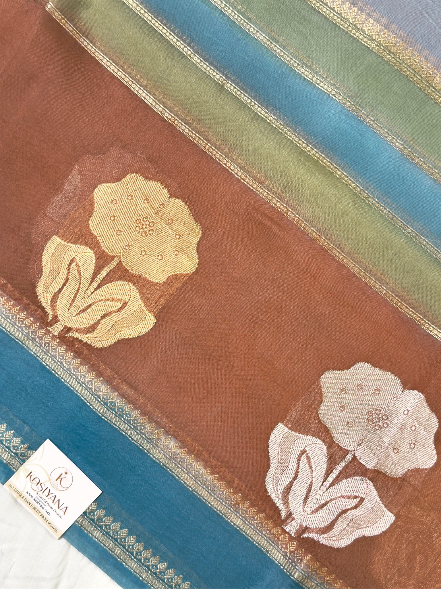 Grey Handwoven Rangkaat Kora Silk Saree