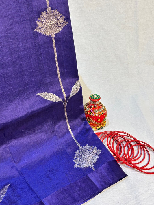 Imperial Blue Banarasi Pure Soft Silk Saree