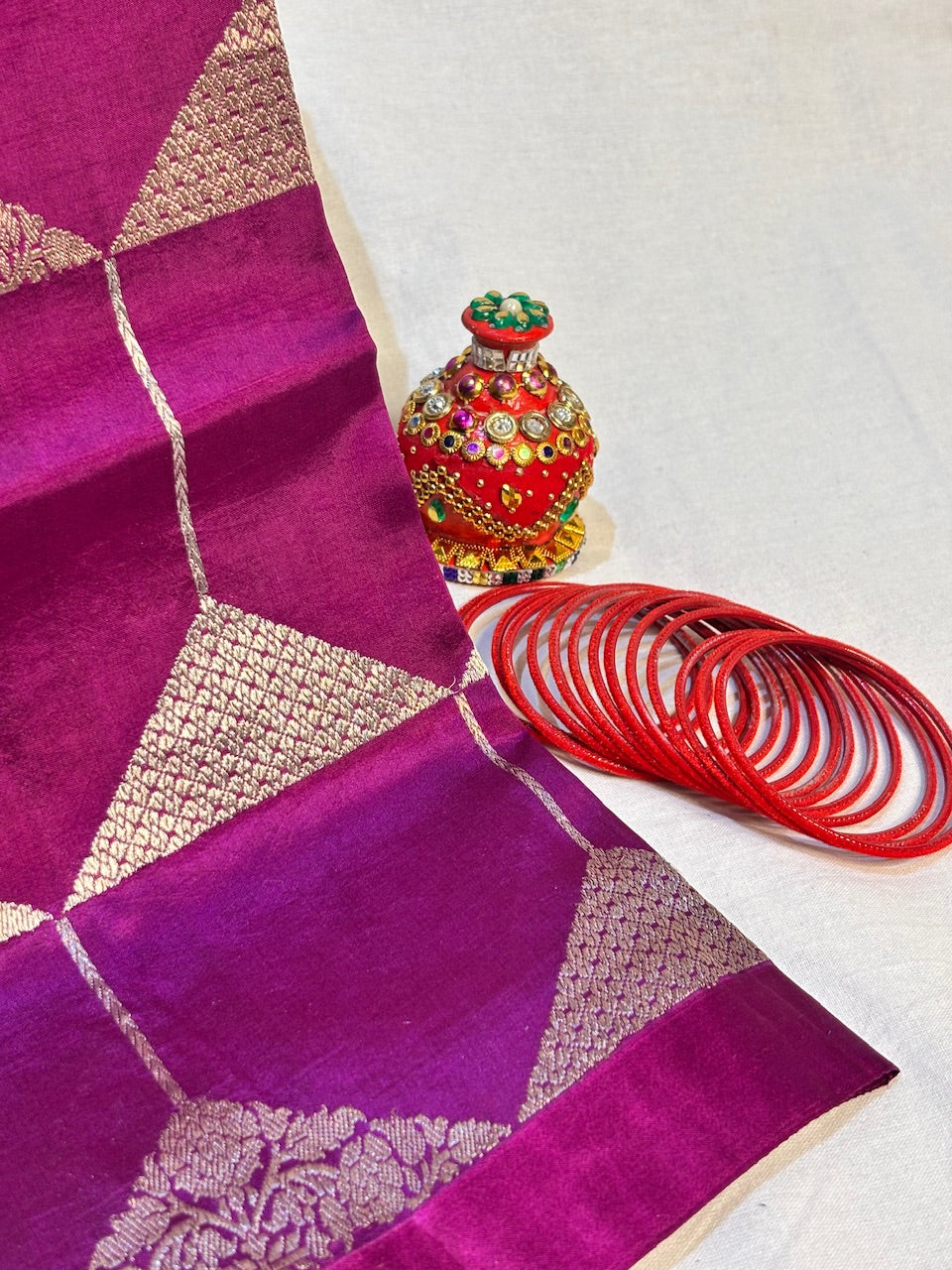 Berry Purple Banarasi Pure Puna Silk Saree