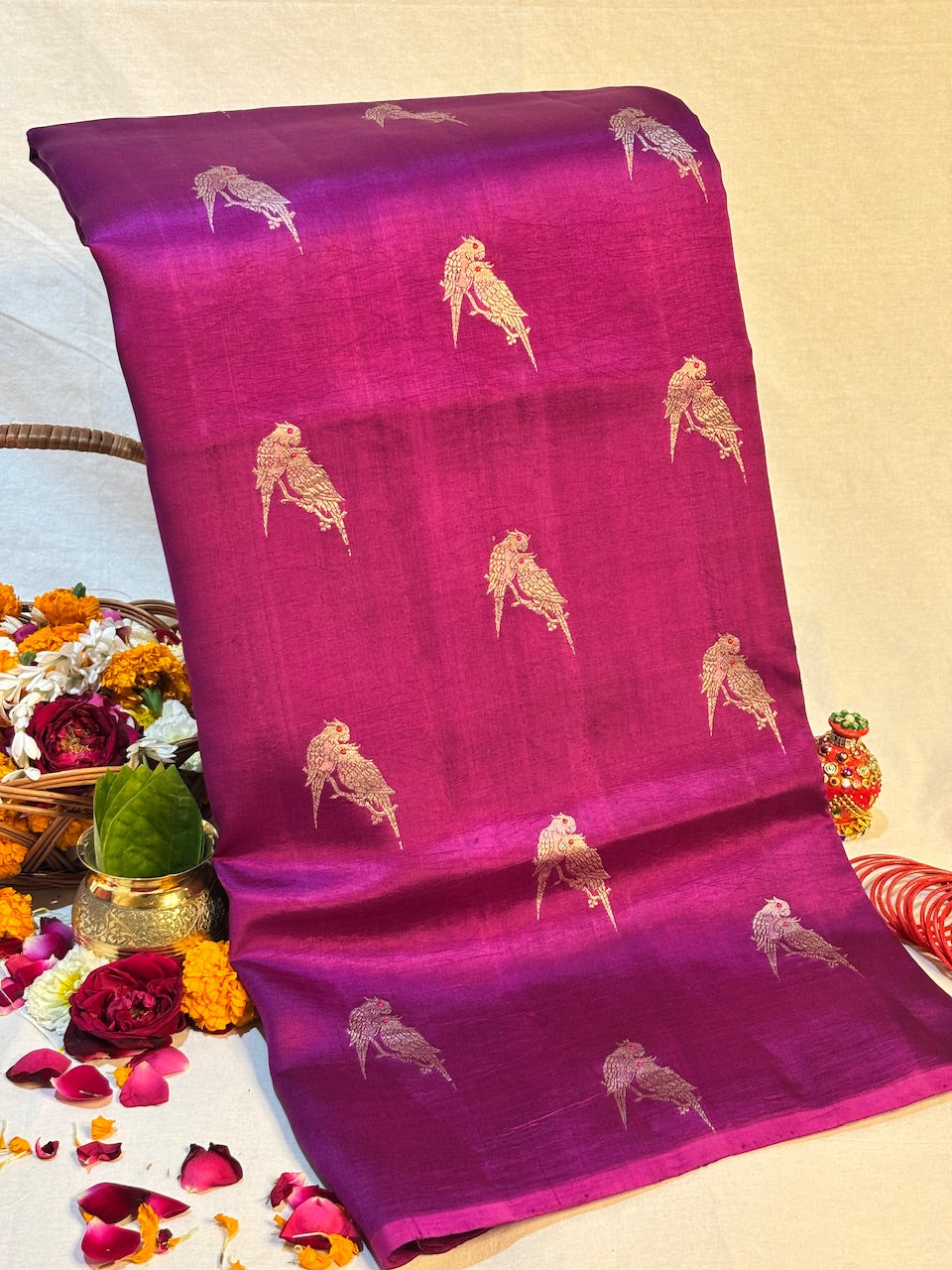Berry Purple Banarasi Pure Soft Silk Saree