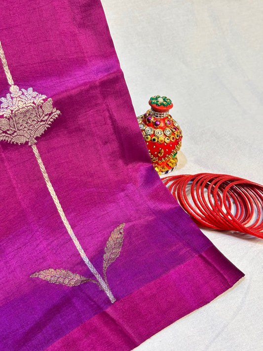 Royal Magenta Purple Banarasi Pure Puna Silk Saree