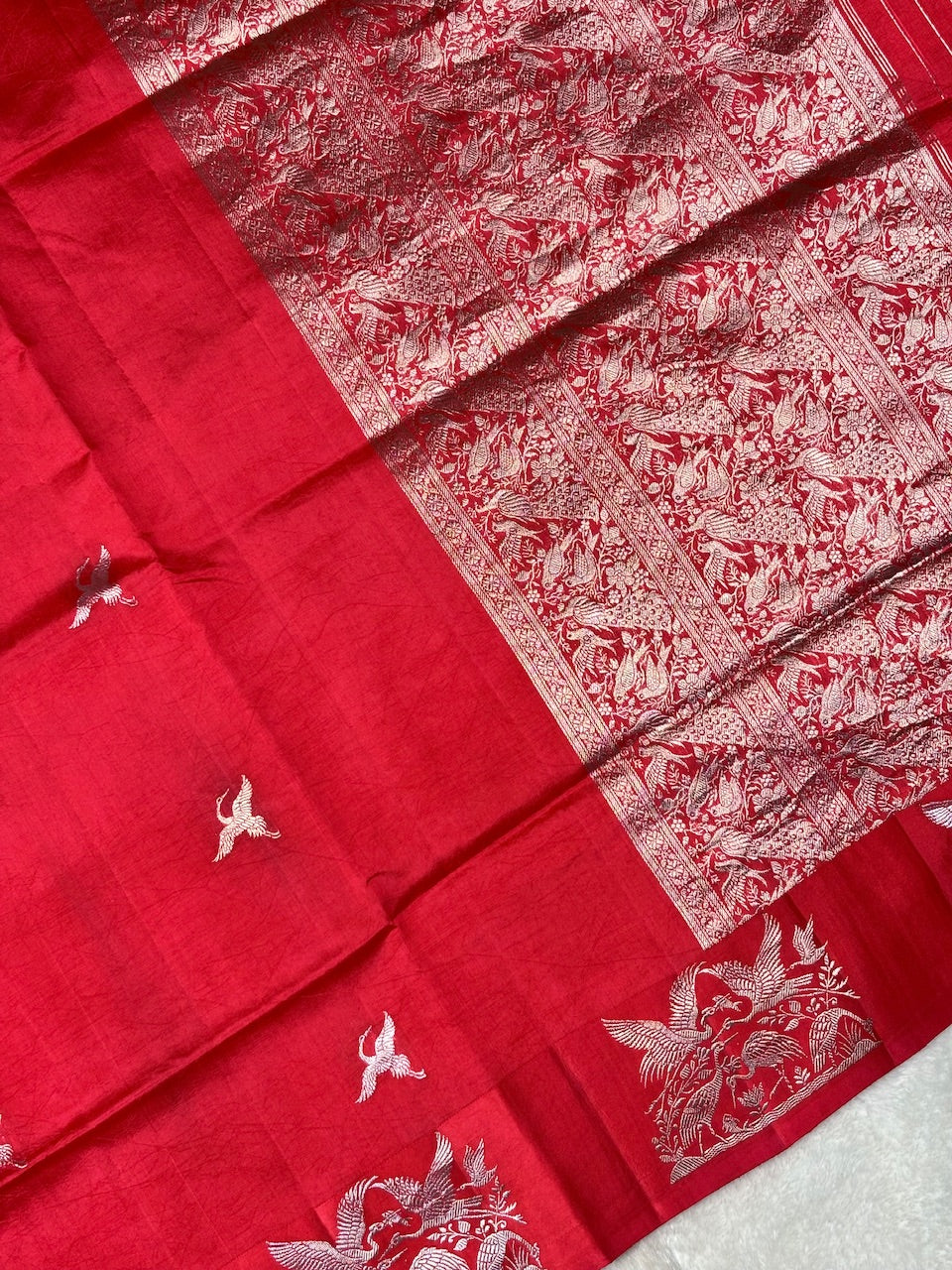 Red Banarasi Pure Soft Silk Saree