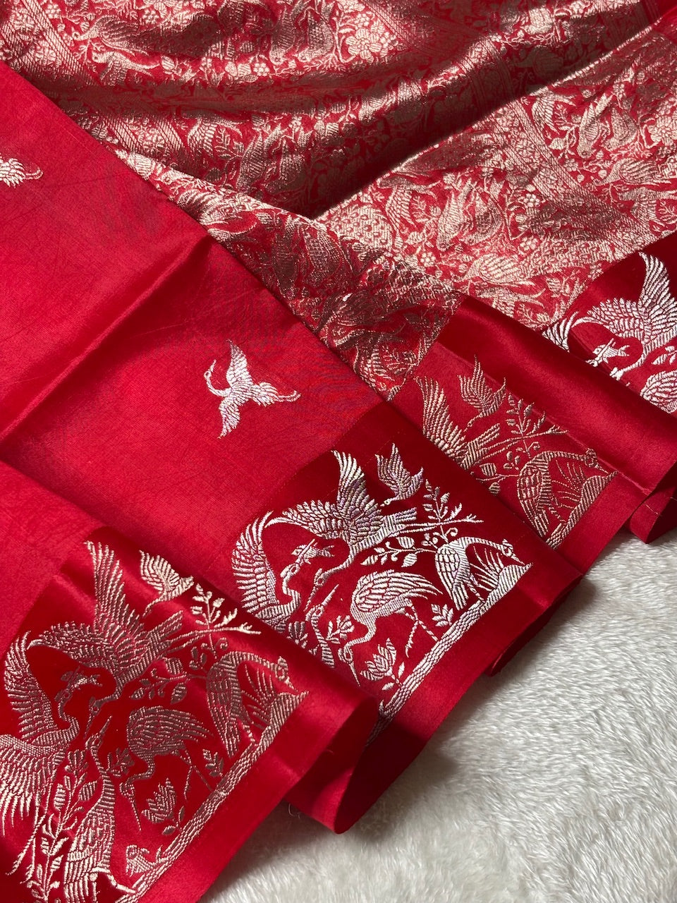 Red Banarasi Pure Soft Silk Saree