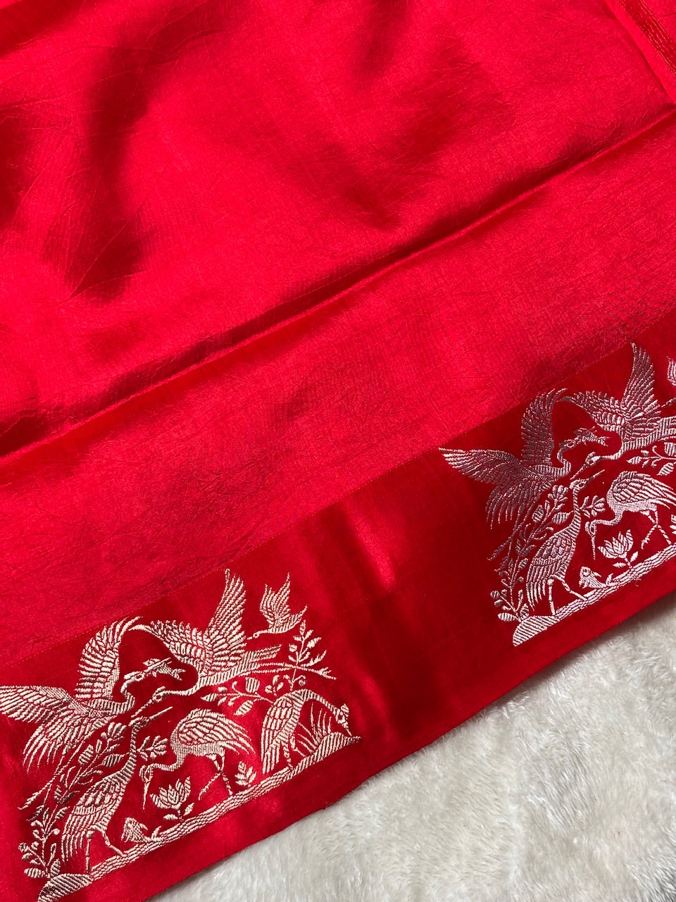 Red Banarasi Pure Soft Silk Saree