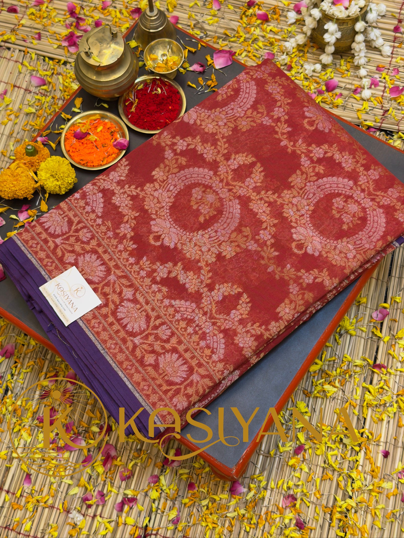 Pure Cotton Jamdani Saree | Elegant Rust Red Design
