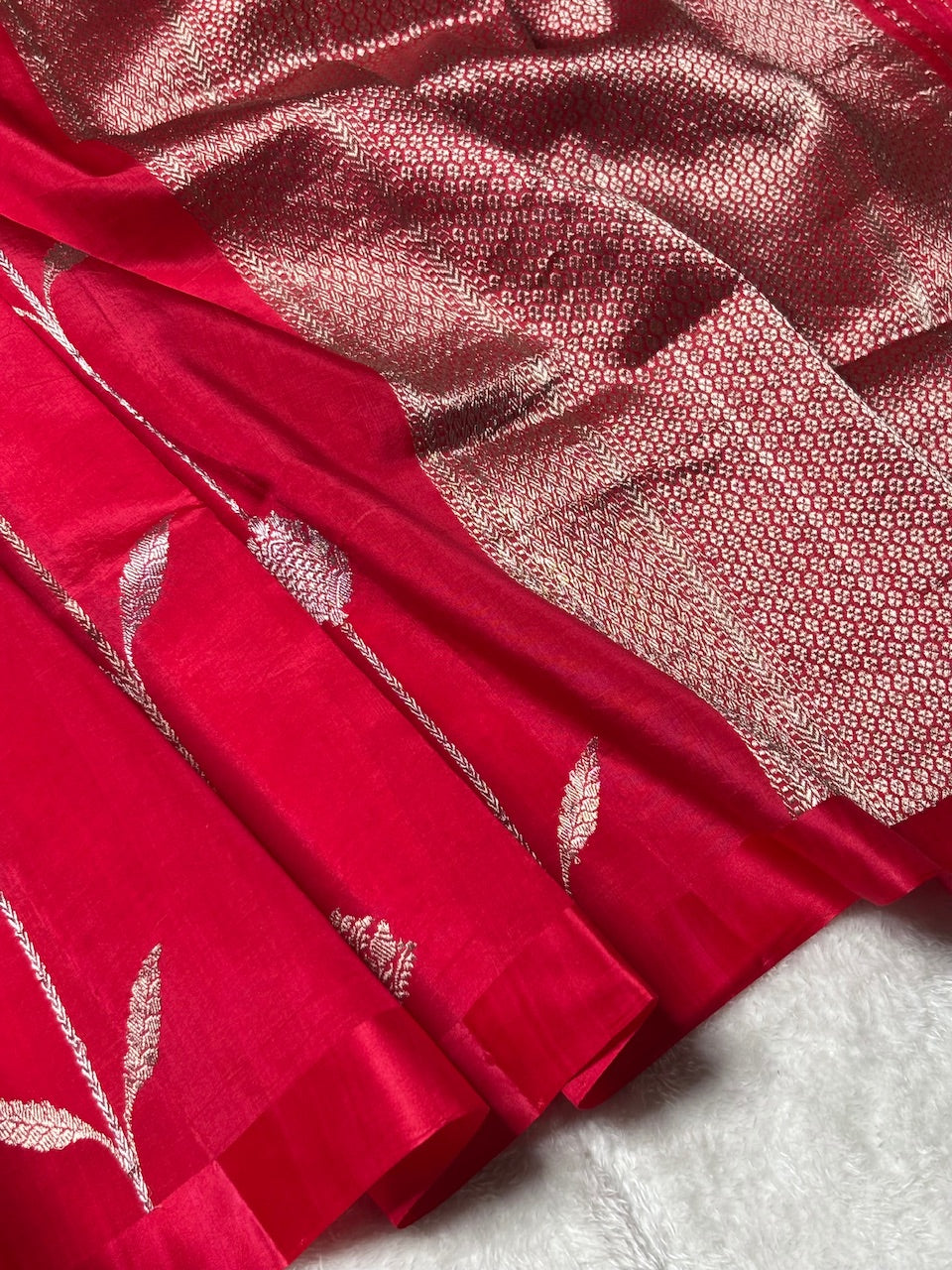 Red Banarasi Pure Soft Silk Saree